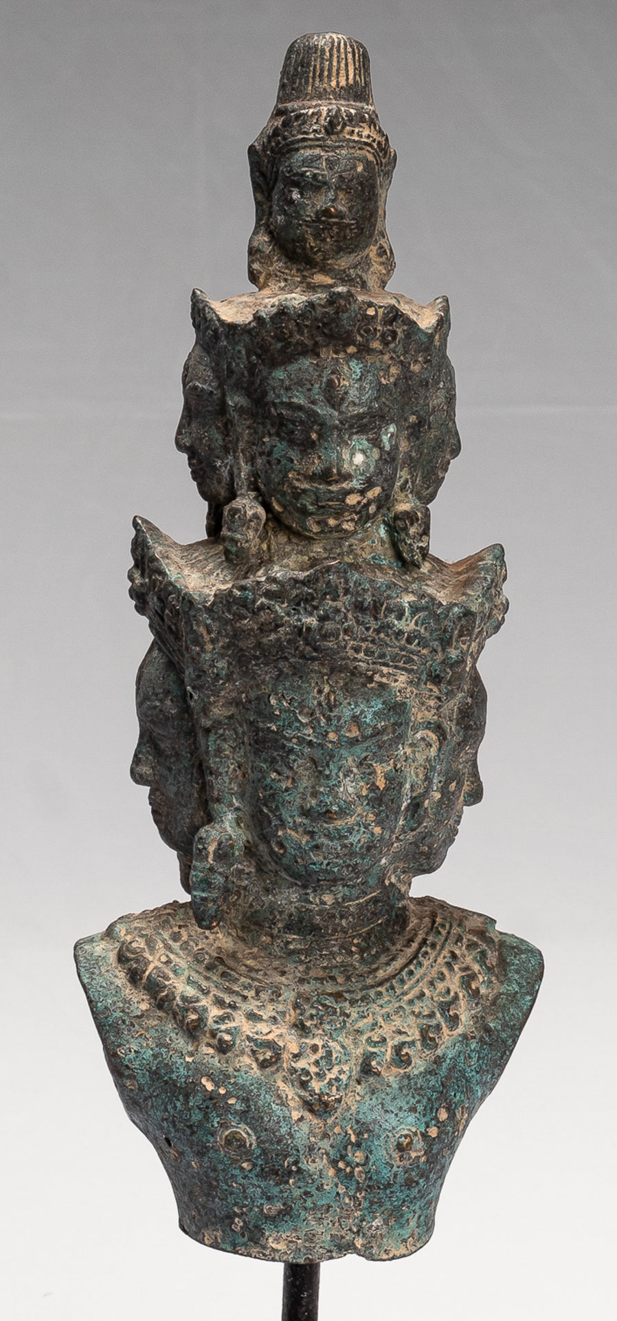 Bodhisattva - Antique Baphuon Style Mounted Bronze Hevajra Statue - 33cm/13" Tall