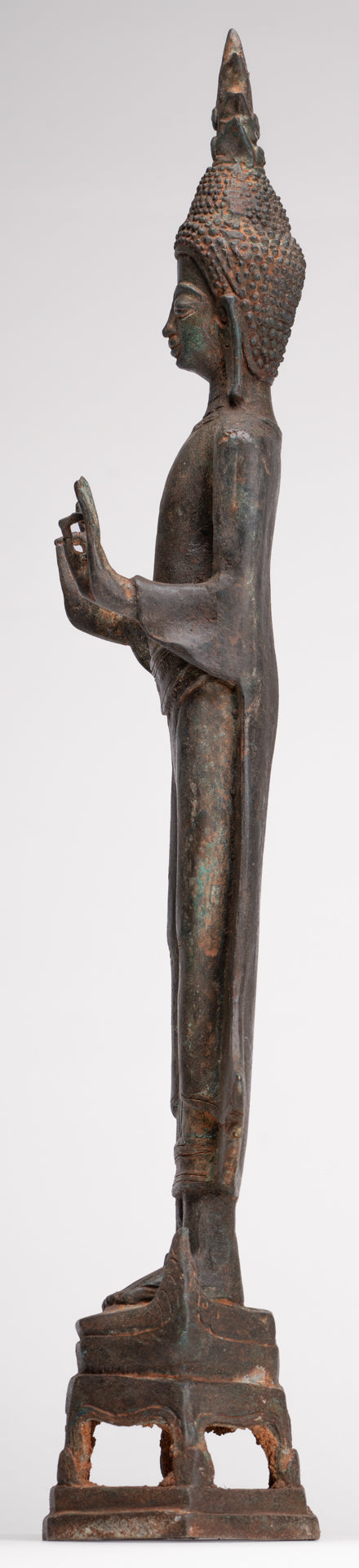 Buddha Statue - Antique Laos Style Standing Buddha Statue in Dharmachakra Teaching Mudra - 50cm/20"