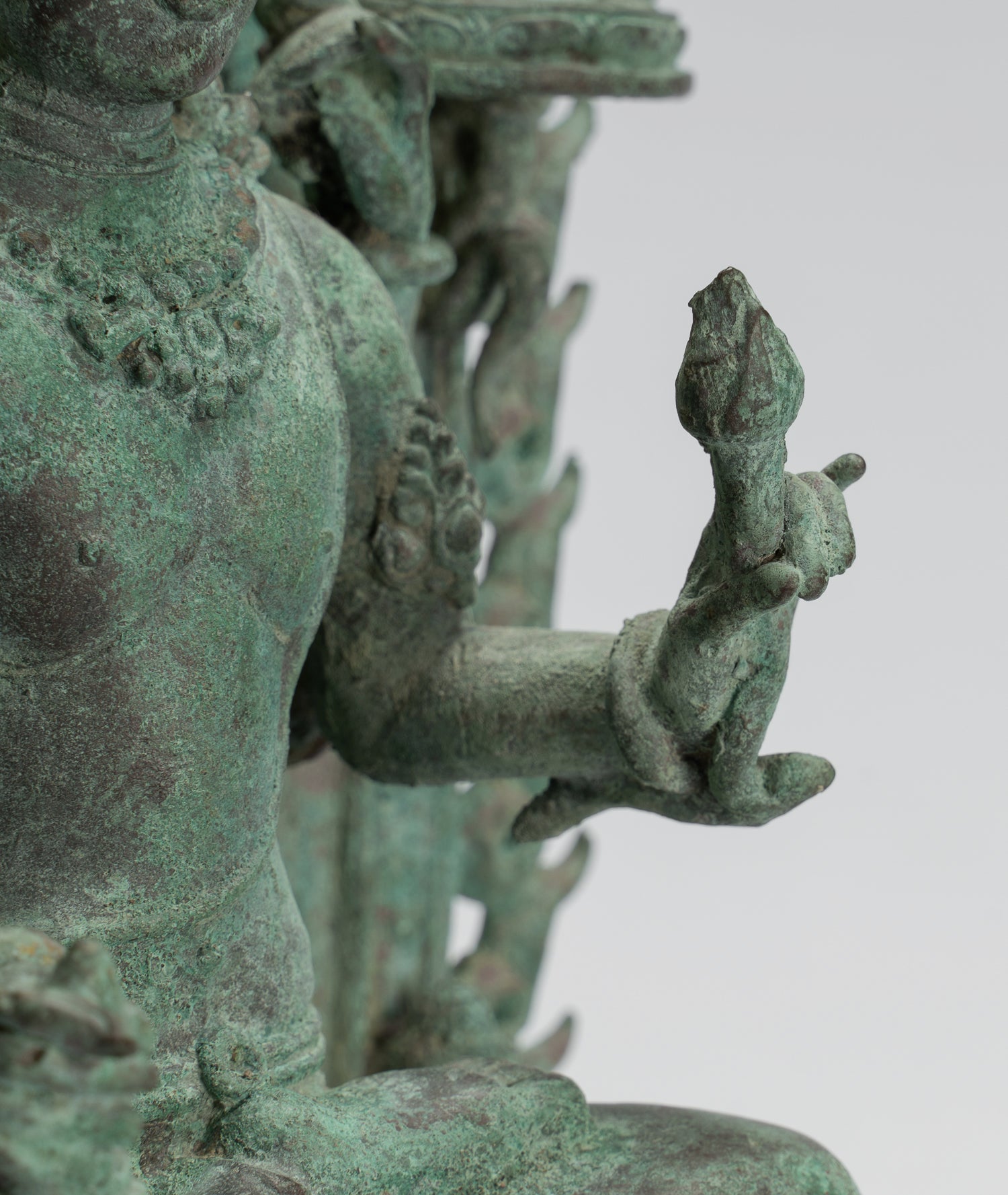 Lokeshvara Statue - Antique Indonesian Style Bronze Javanese Enthroned Seated Lokeshvara Statue -34cm/14"