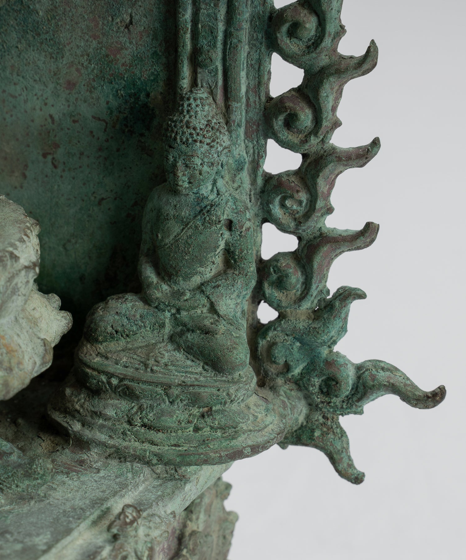 Lokeshvara Statue - Antique Indonesian Style Bronze Javanese Enthroned Seated Lokeshvara Statue -34cm/14"