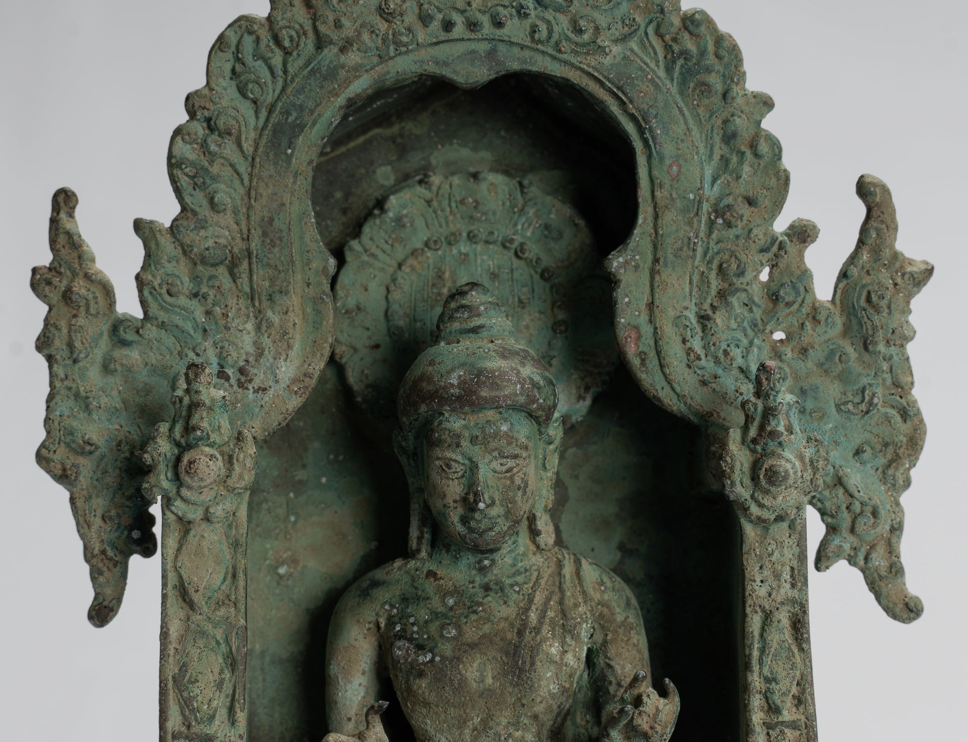 Buddha Statue - Antique Indonesian Style Bronze Seated Javanese Teaching Buddha Statue -26cm/10"
