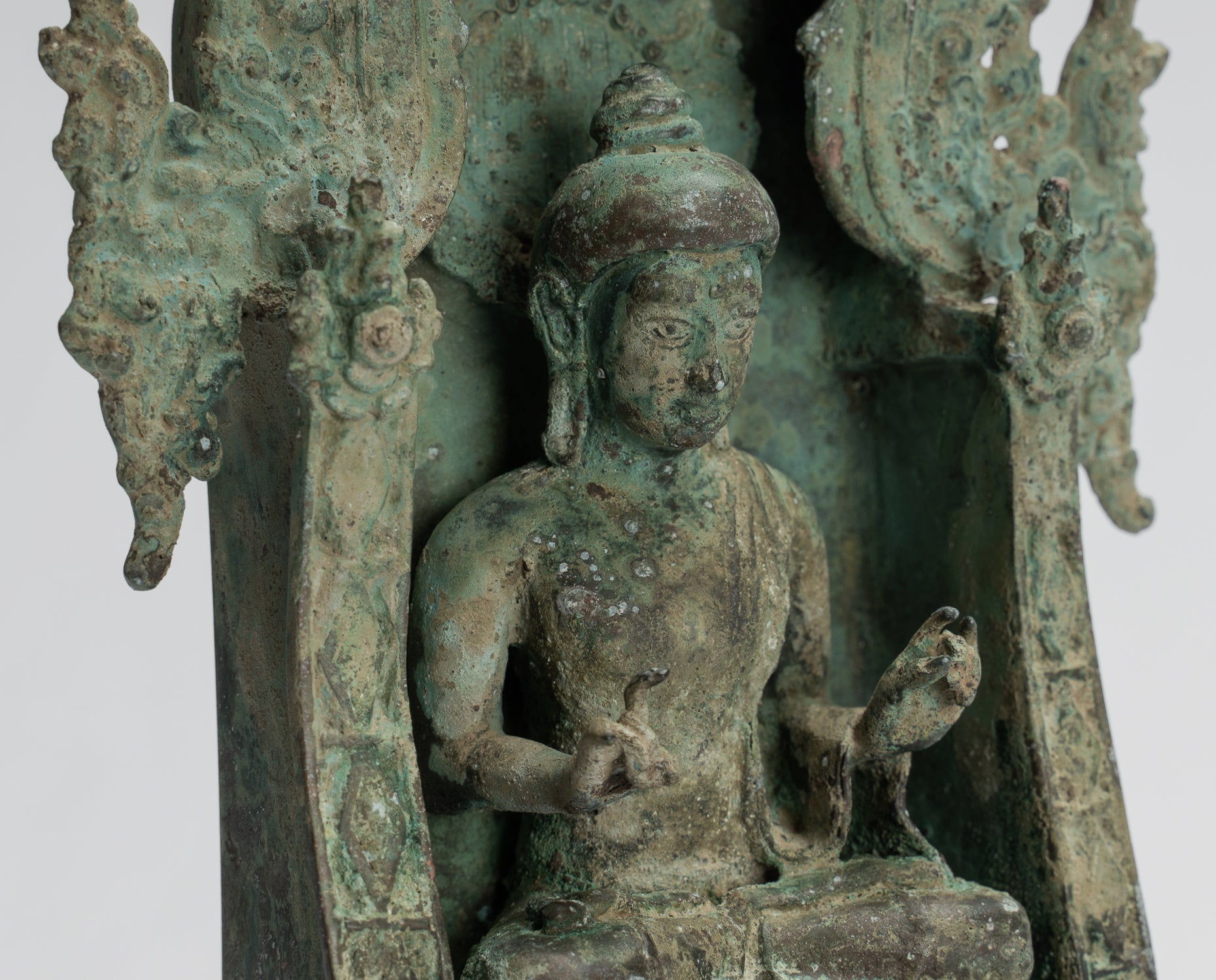 Buddha Statue - Antique Indonesian Style Bronze Seated Javanese Teaching Buddha Statue -26cm/10"