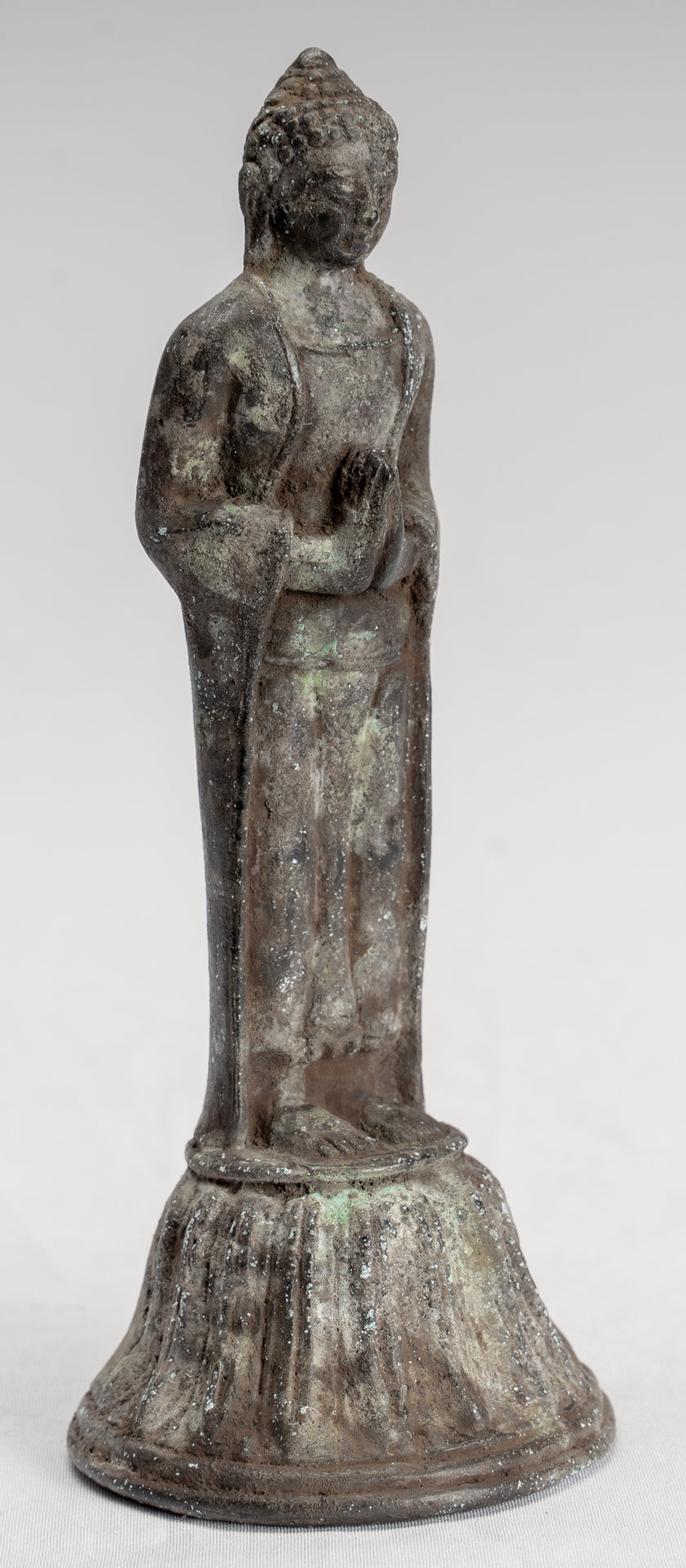 Buddha Statue - Antique Indonesian Style Standing Bronze Javanese Adoration Buddha - 16cm/6"