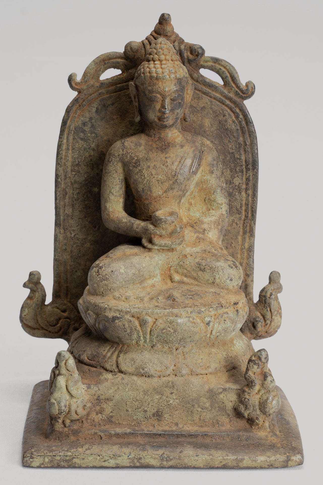 Buddha Statue - Antique Indonesian Style Bronze Seated Javanese Amitabha Buddha Statue - 16cm/6"