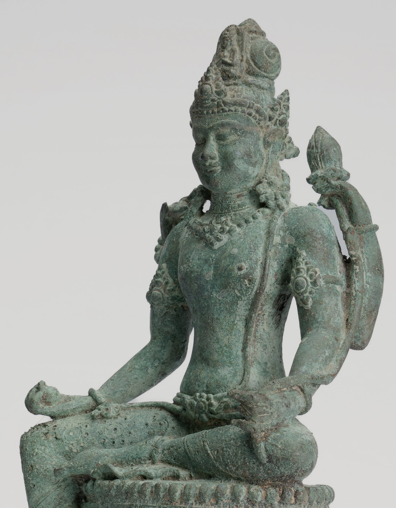 Bodhisattva Statue -Antique Indonesian Style Javanese Avalokiteshvara Bodhisattva Statue - 20.5cm/8"