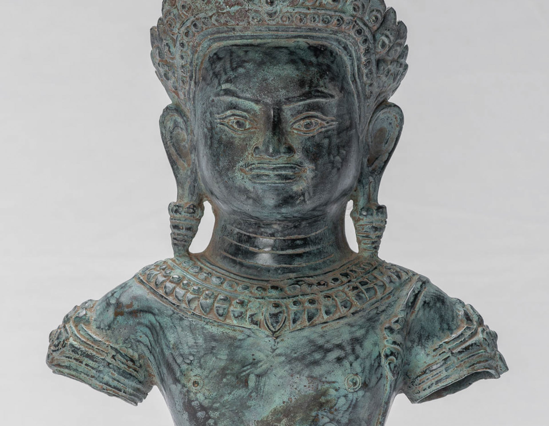 Vishnu Statue - Antique Khmer Style Angkor Wat Bronze Vishnu Statue - 37cm/15"