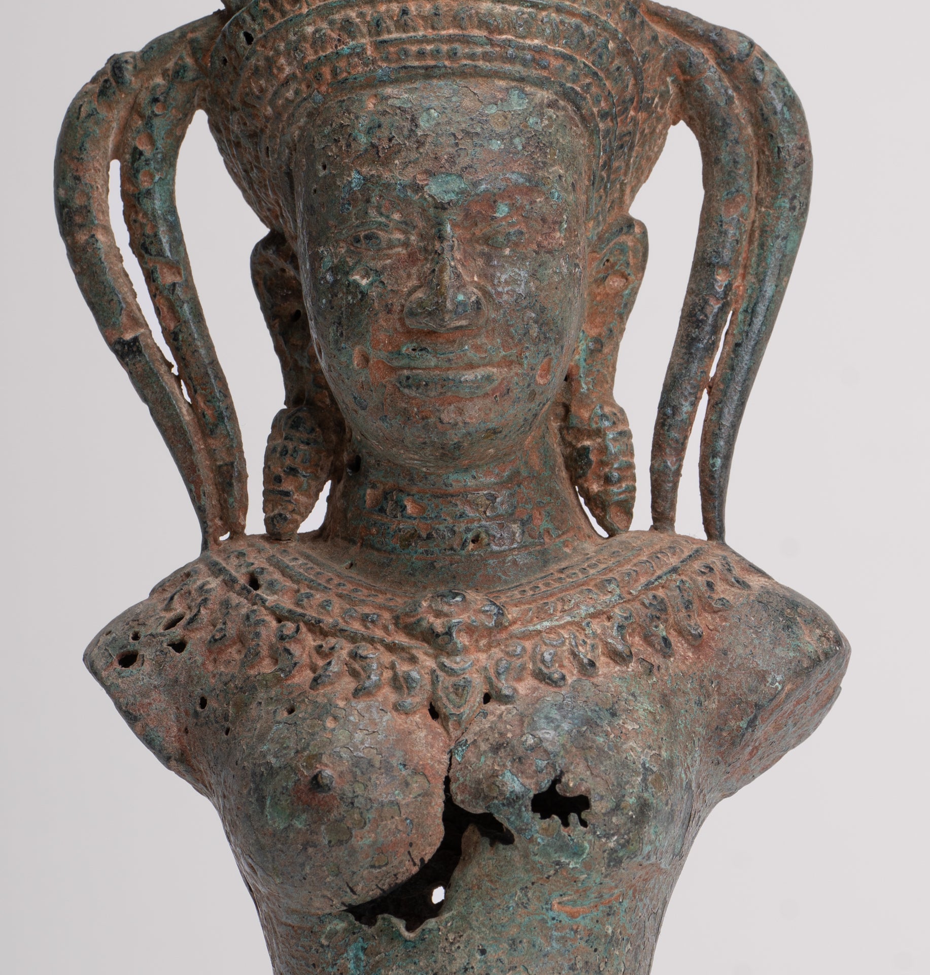 Apsara Statue - Antique Khmer Style Bronze Angkor Wat Apsara or Angel Statue - 33cm/13"