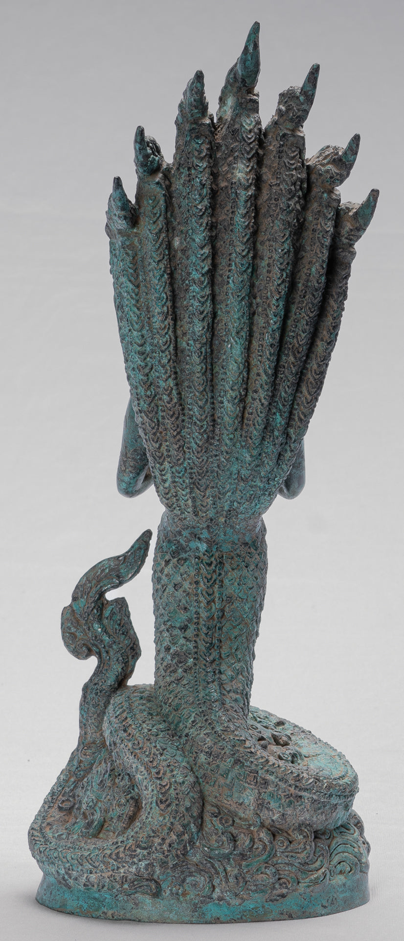 Antique Khmer Style Bronze Female Deity with Naga Tail Statue - 36cm/14"