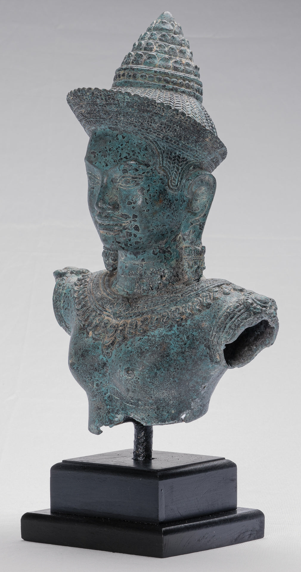 Lakshmi Statue - Antique Khmer Style Mounted Bronze Lakshmi / Devi Consort of Vishnu - 46cm /18"