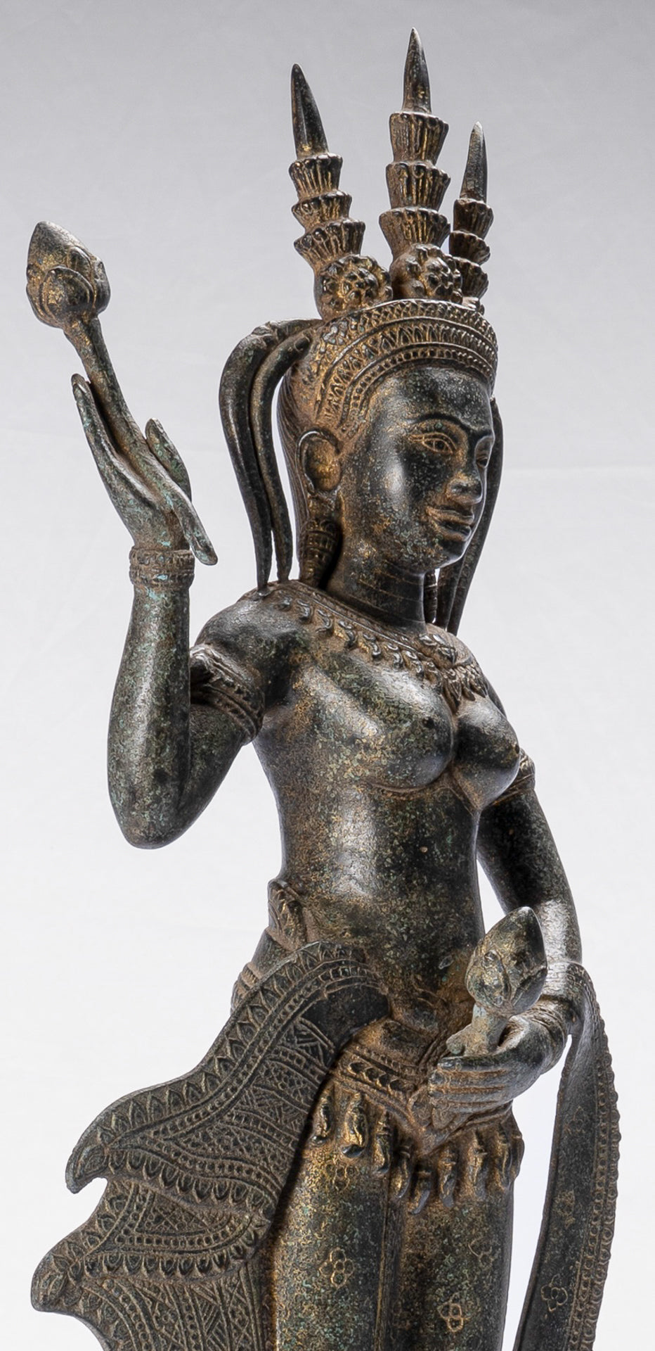 Apsara Statue - Antique Khmer Style Bronze Angkor Wat Apsara or Angel Statue - 61cm/24"
