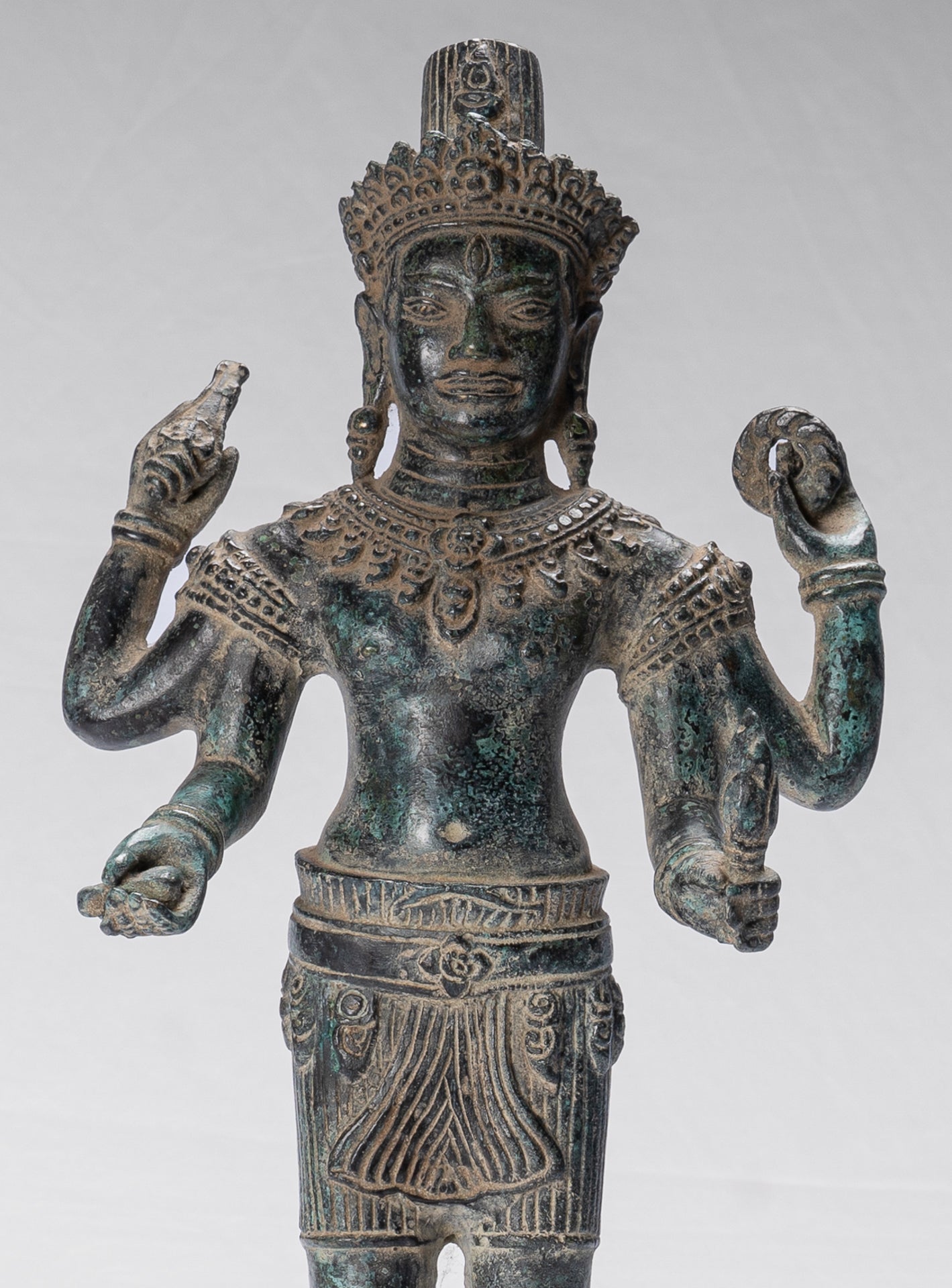 Shiva Statue - Antique Khmer Style Bronze Angkor Wat Style Shiva Statue - 44cm/18"