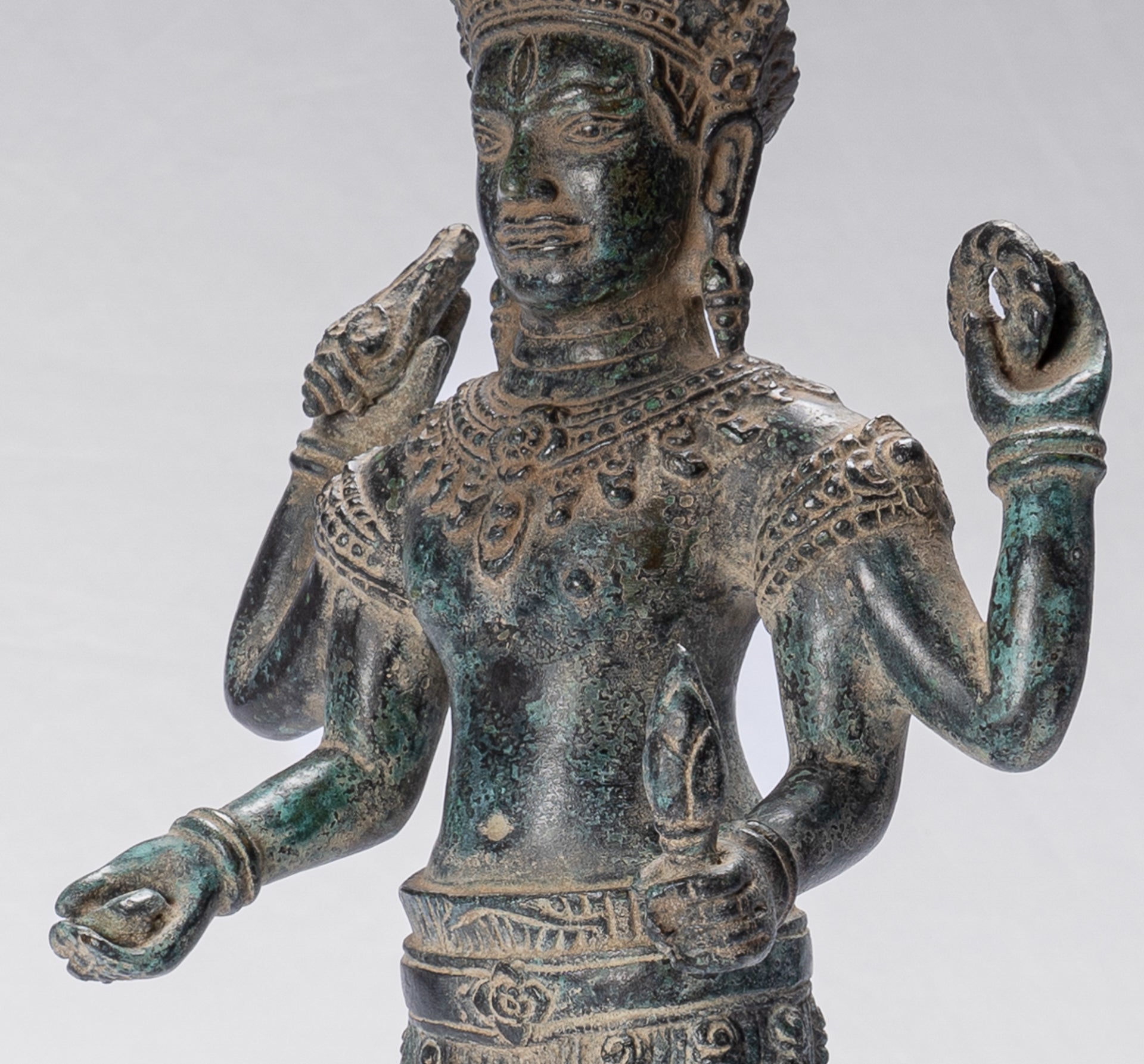 Shiva Statue - Antique Khmer Style Bronze Angkor Wat Style Shiva Statue - 44cm/18"