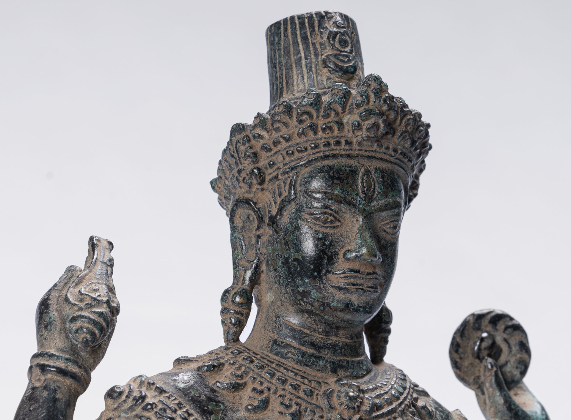 Shiva Statue - Antique Khmer Style Bronze Angkor Wat Style Shiva Statue - 44cm/18"