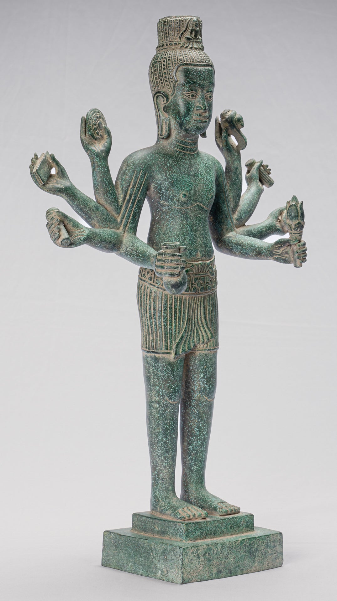 Antique Khmer Style Bronze Bayon Style Standing Lokeshvara Statue - 54cm/22"