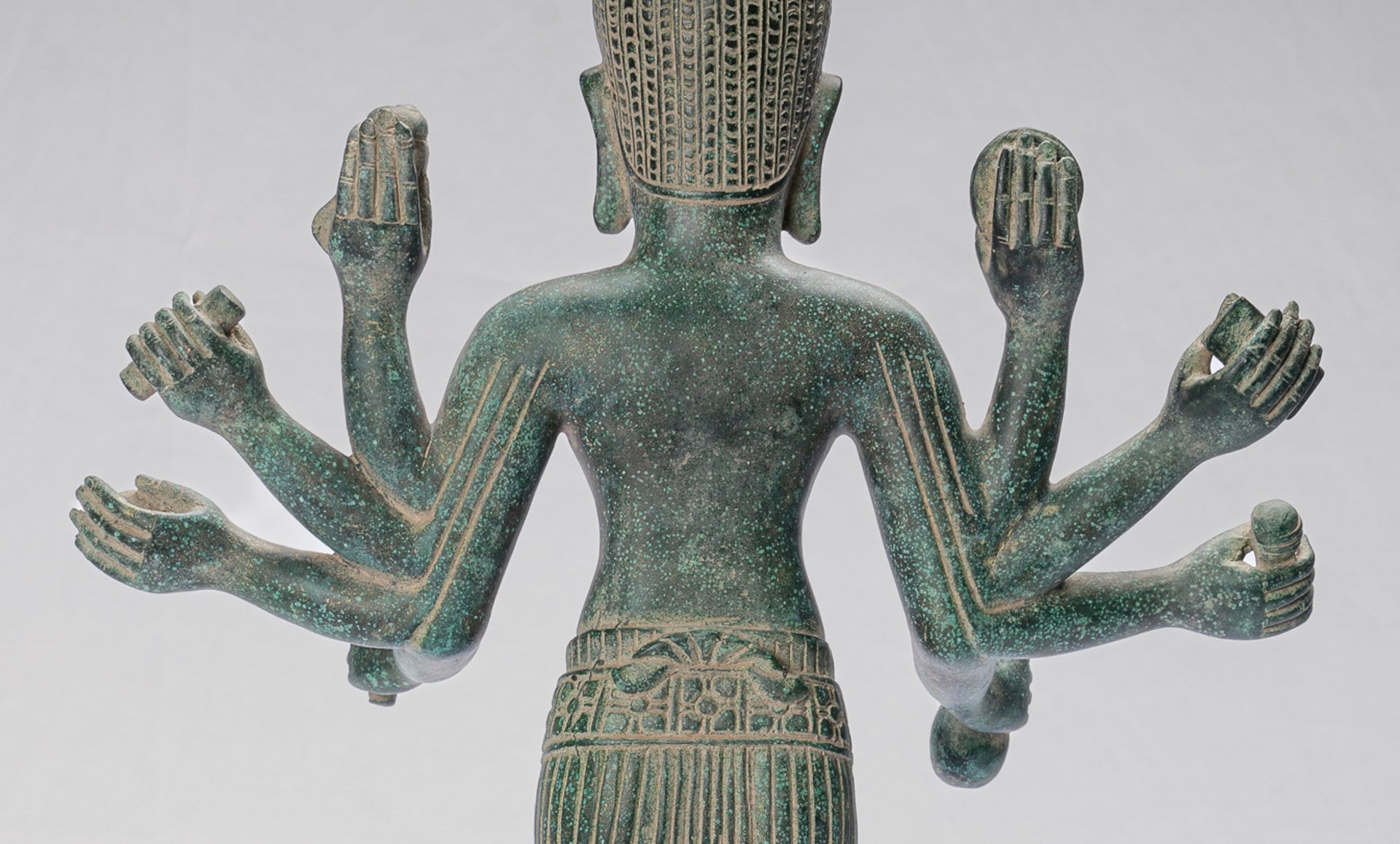 Antique Khmer Style Bronze Bayon Style Standing Lokeshvara Statue - 54cm/22"