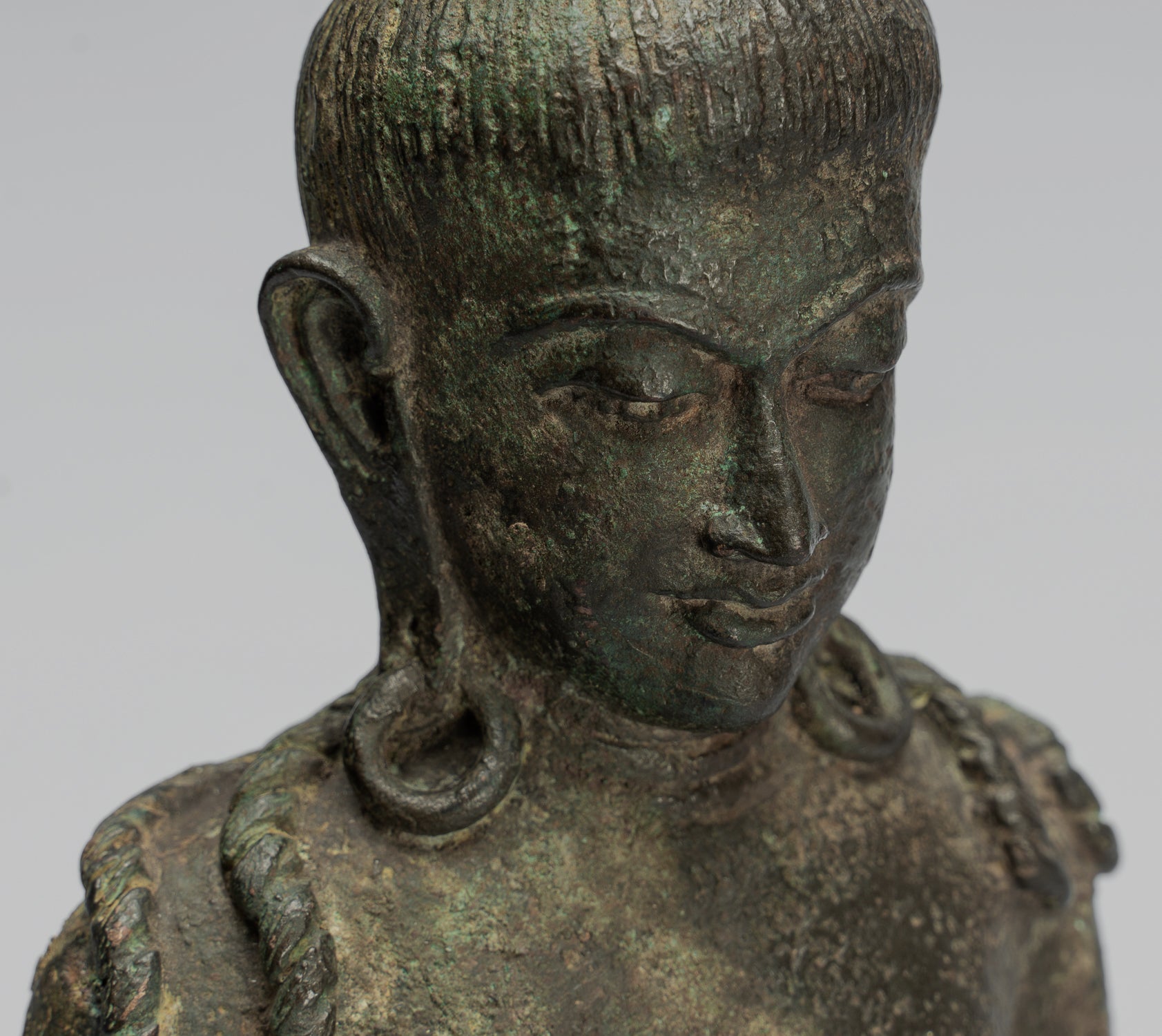 Antique Javanese Style Majapahit Standing Bronze Lokeshvara Statue - 44cm/17.3"