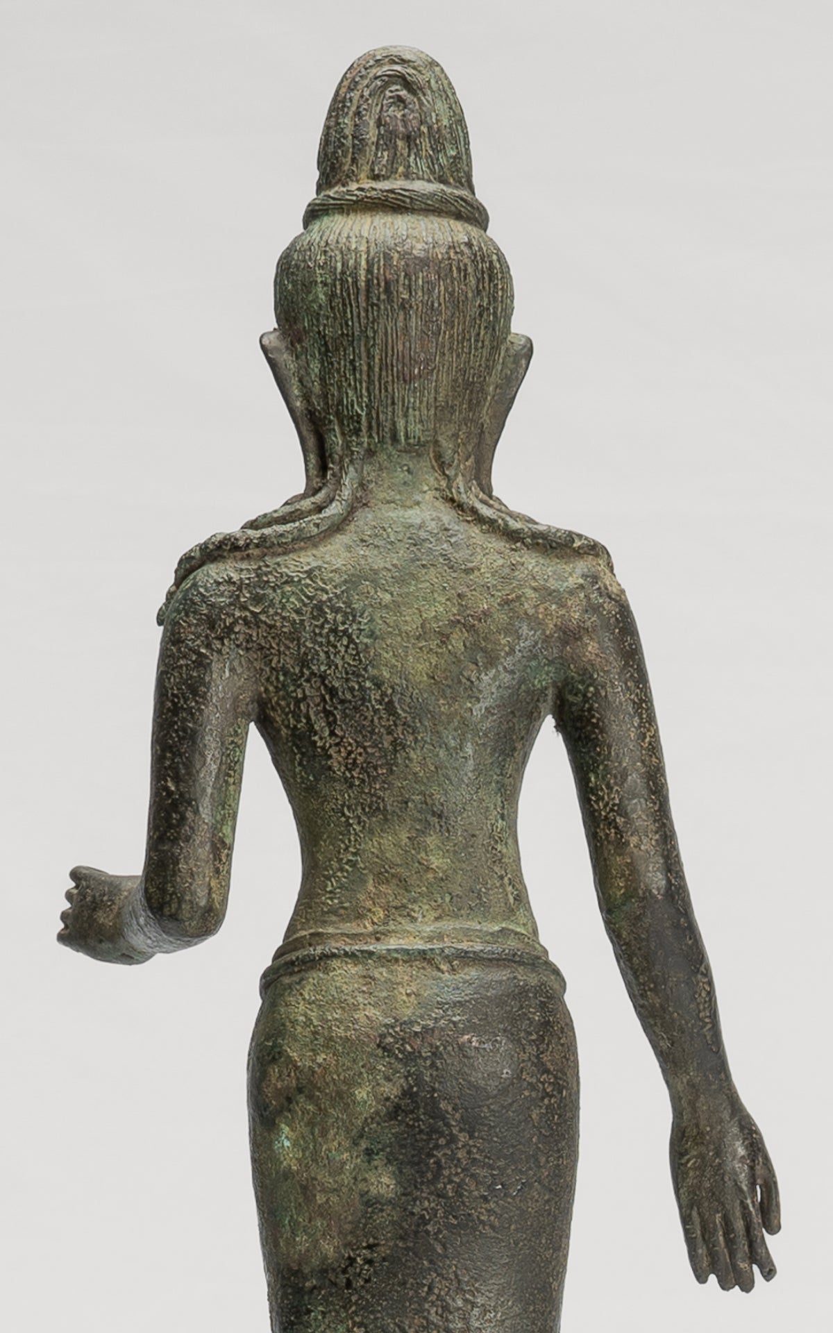 Antique Indonesian Style Javanese Majapahit Standing Bronze Lokeshvara Statue - Protector & Preserver - 44cm/18"