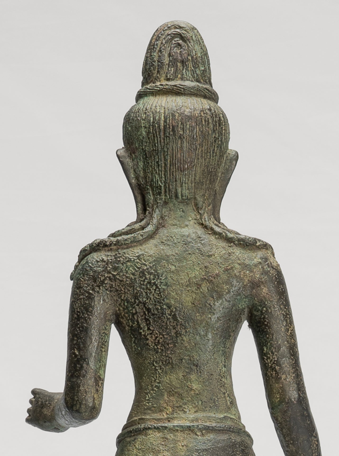 Antique Indonesian Style Javanese Majapahit Standing Bronze Lokeshvara Statue - Protector & Preserver - 44cm/18"