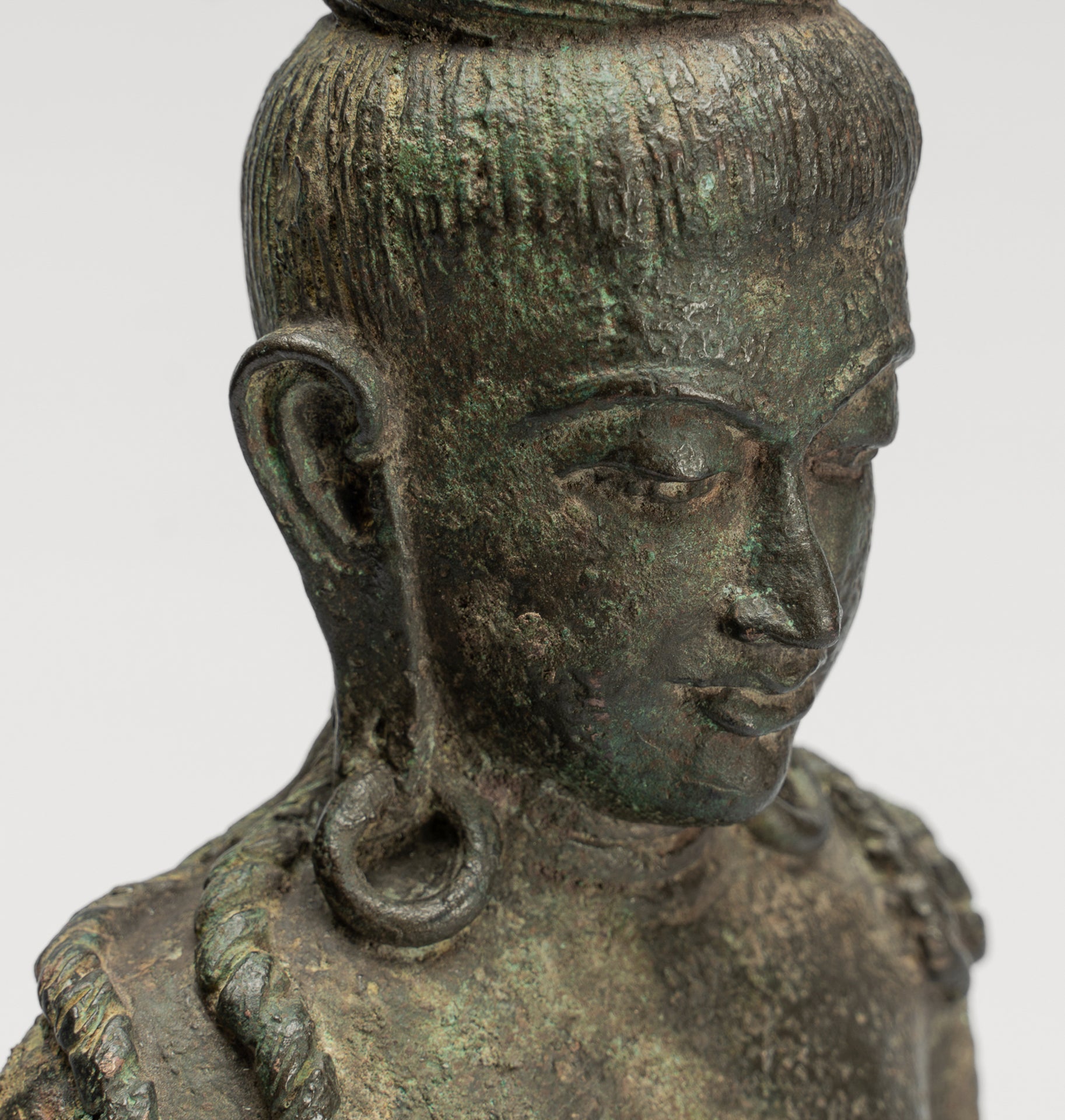 Antique Indonesian Style Javanese Majapahit Standing Bronze Lokeshvara Statue - Protector & Preserver - 44cm/18"