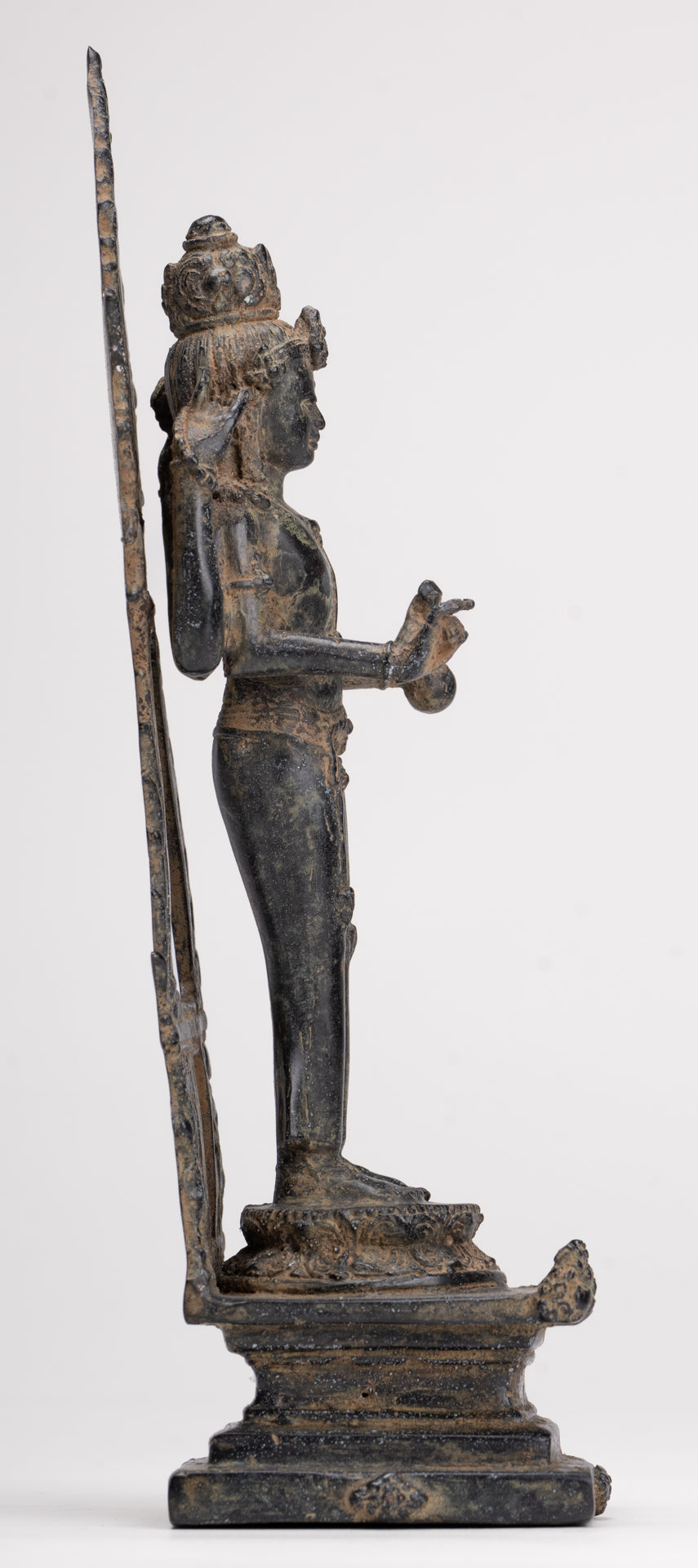 Vishnu - Antique Indonesian Style Majapahit Standing Bronze Vishnu Statue - 24cm/10"