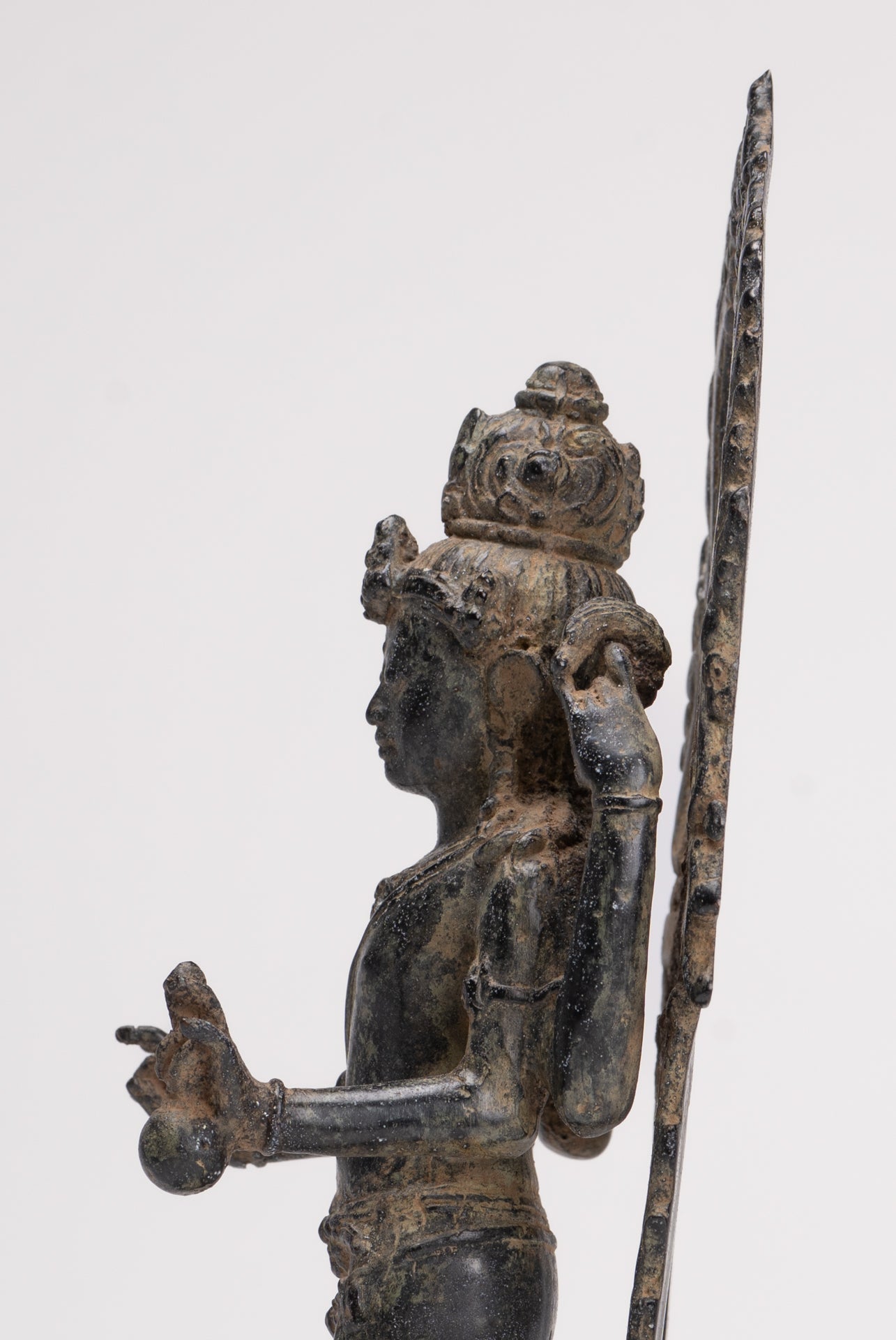 Vishnu - Antique Indonesian Style Majapahit Standing Bronze Vishnu Statue - 24cm/10"