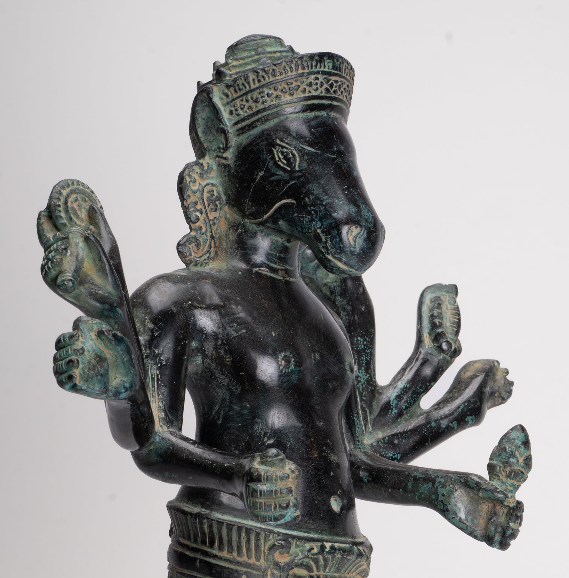 Kalkin Statue - Antique Khmer Style Mounted Bronze Hayagriva Kalkin Horse of Vishnu - 51cm/20"