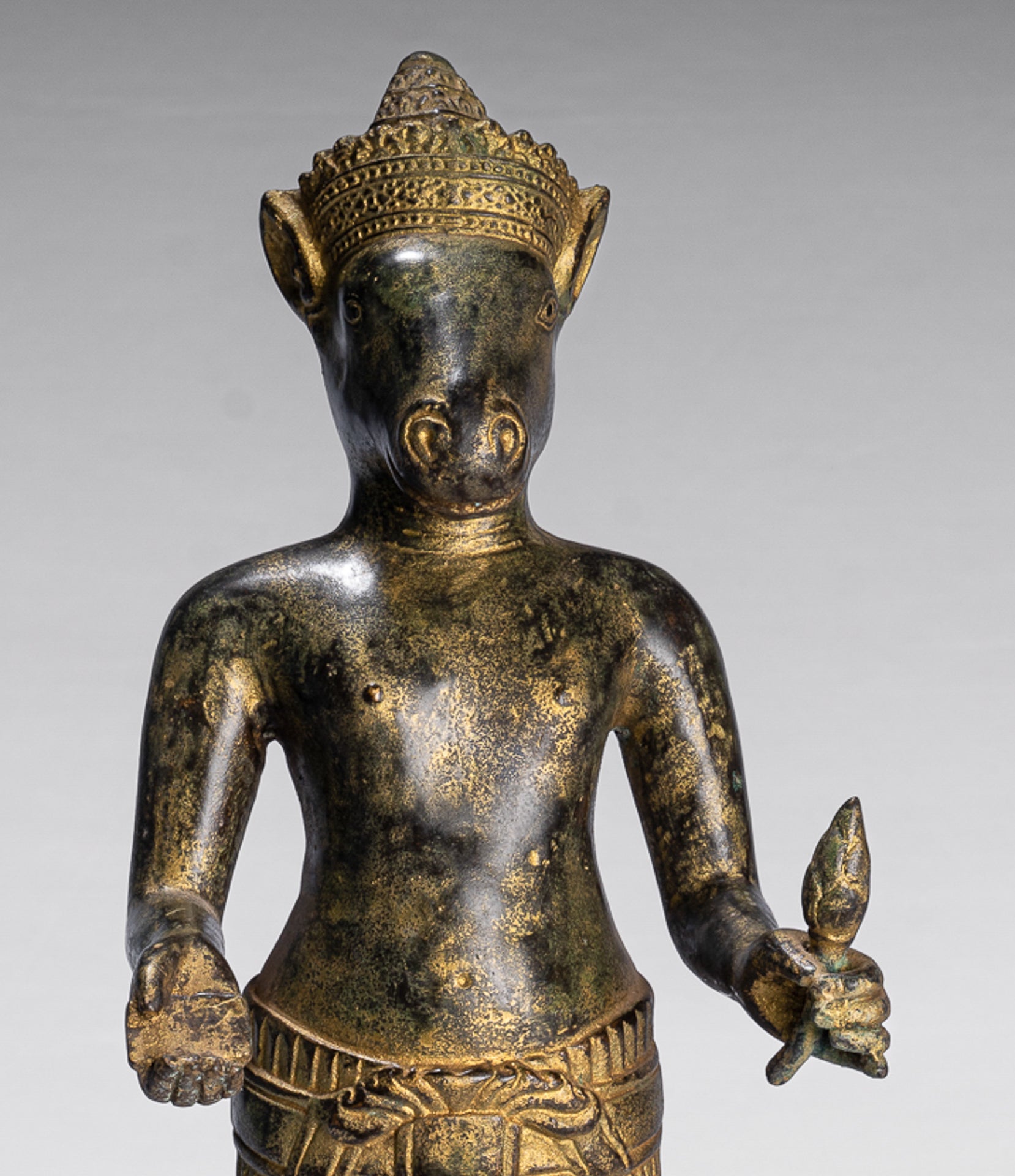 Kalkin Statue - Antique Khmer Style Standing Bronze Hayagriva Kalkin Horse of Vishnu - 47cm/19"