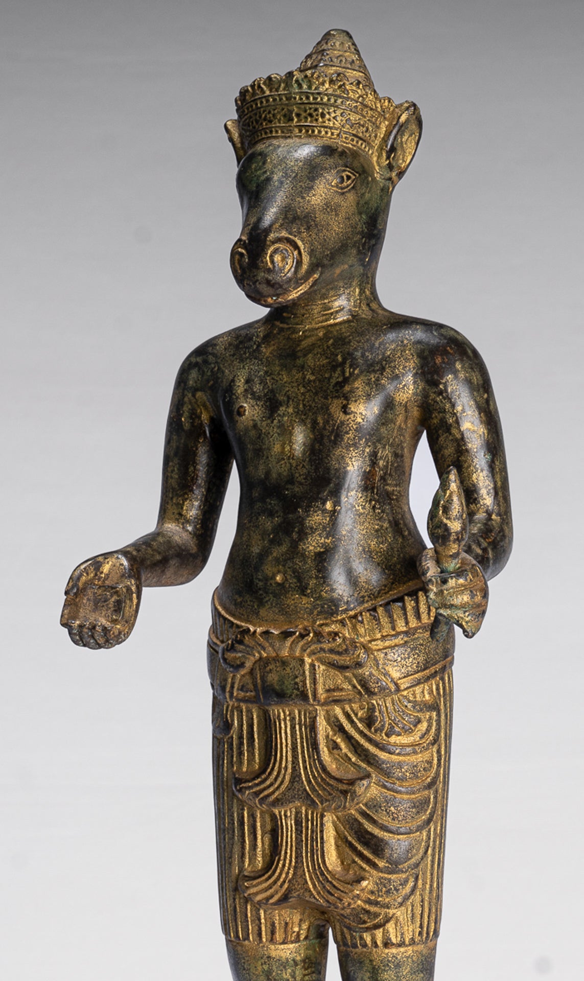 Kalkin Statue - Antique Khmer Style Standing Bronze Hayagriva Kalkin Horse of Vishnu - 47cm/19"