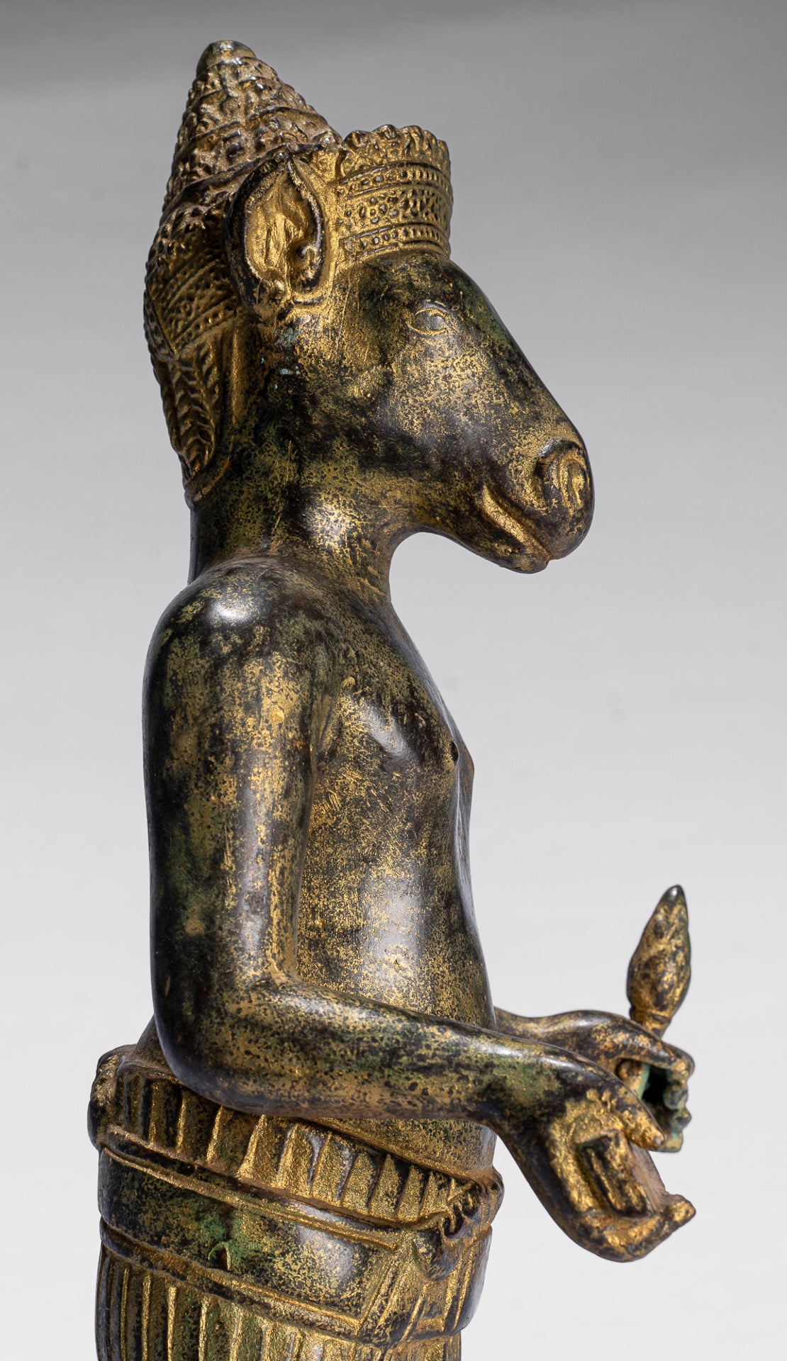 Kalkin Statue - Antique Khmer Style Standing Bronze Hayagriva Kalkin Horse of Vishnu - 47cm/19"