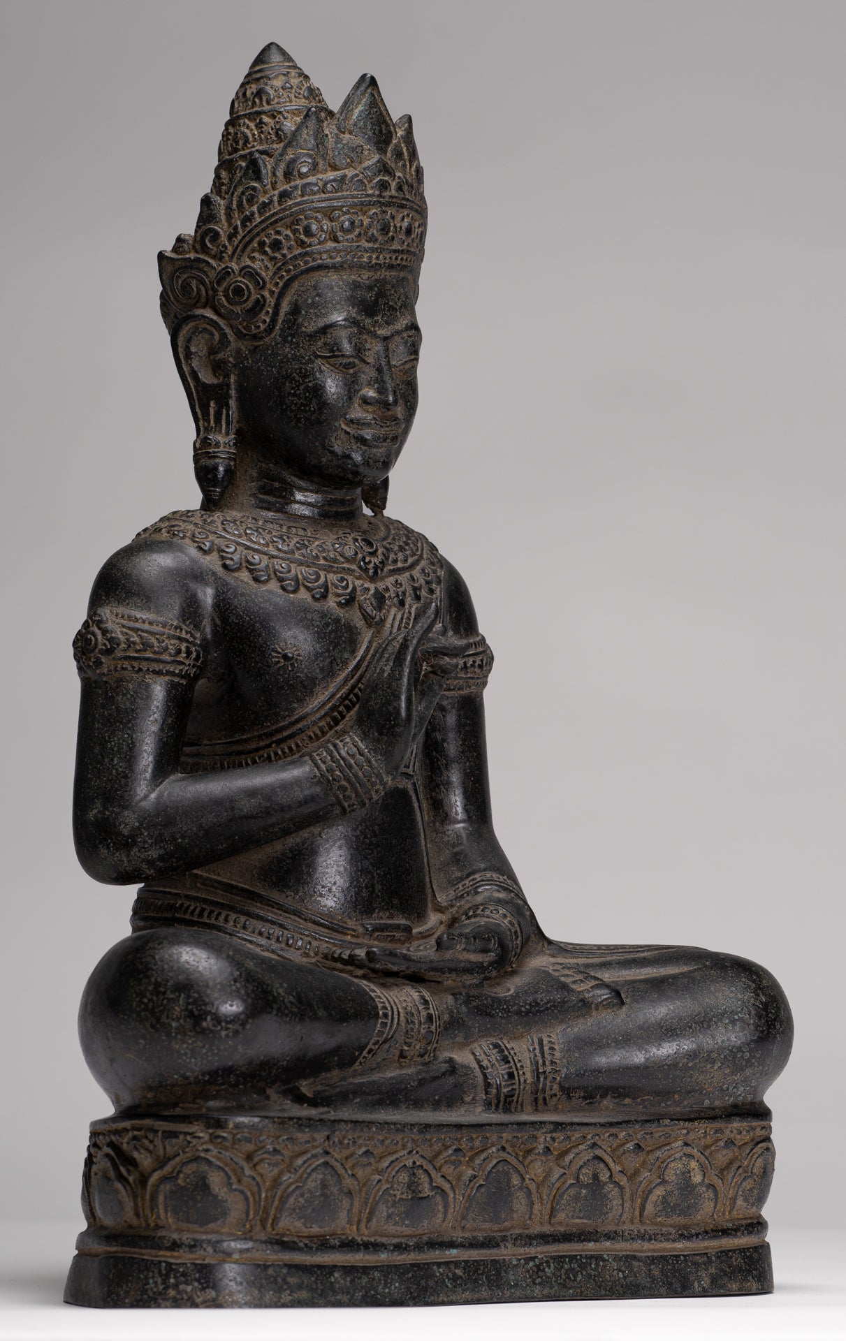 Buddha Statue - Antique Burmese Style Bronze Seated Teaching Shan Buddha Statue - 39cm/16"