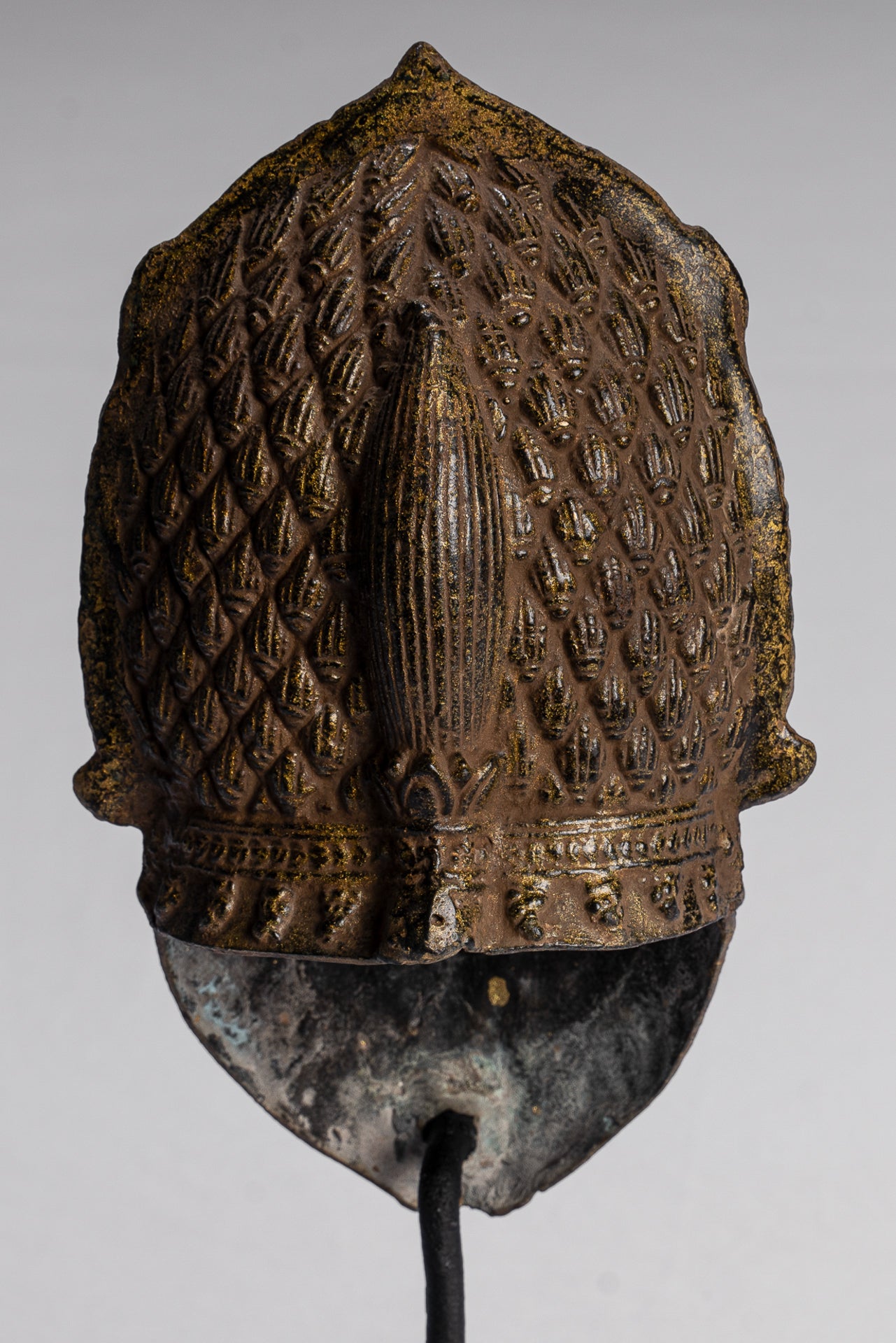 Temple Lion - Antique Khmer Style Bronze Mounted Temple Guardian or Lion - 28cm/11"