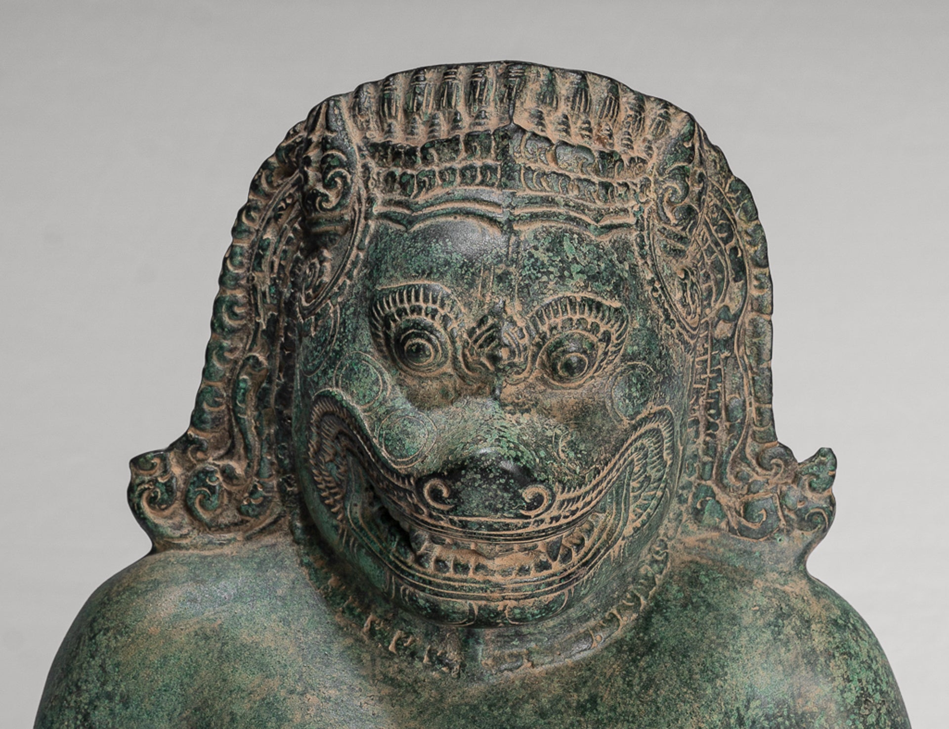 Antique Khmer Style Bronze - Vishnu Avatar - Narasimha or Narasingh - 40cm/16"