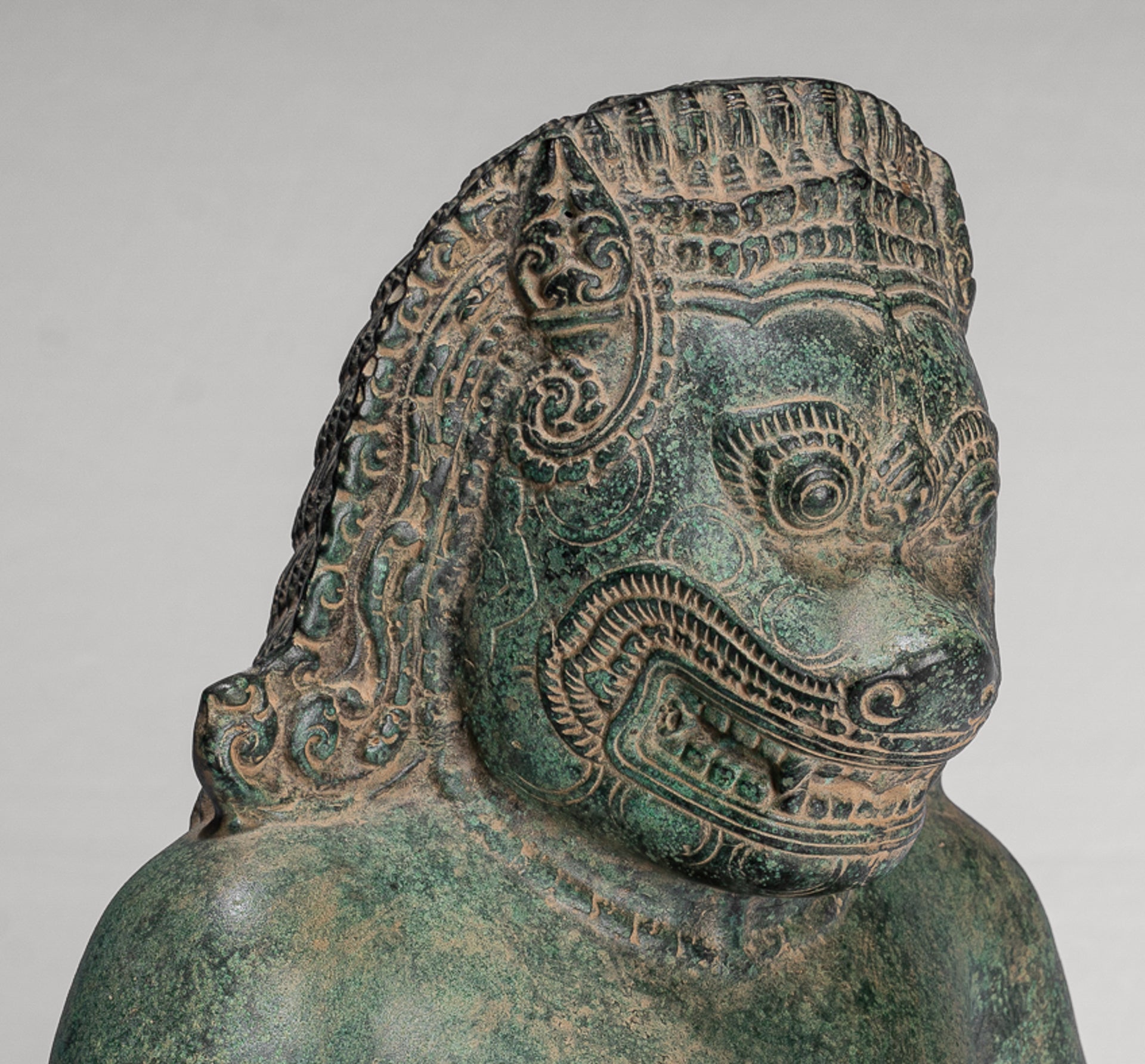 Antique Khmer Style Bronze - Vishnu Avatar - Narasimha or Narasingh - 40cm/16"