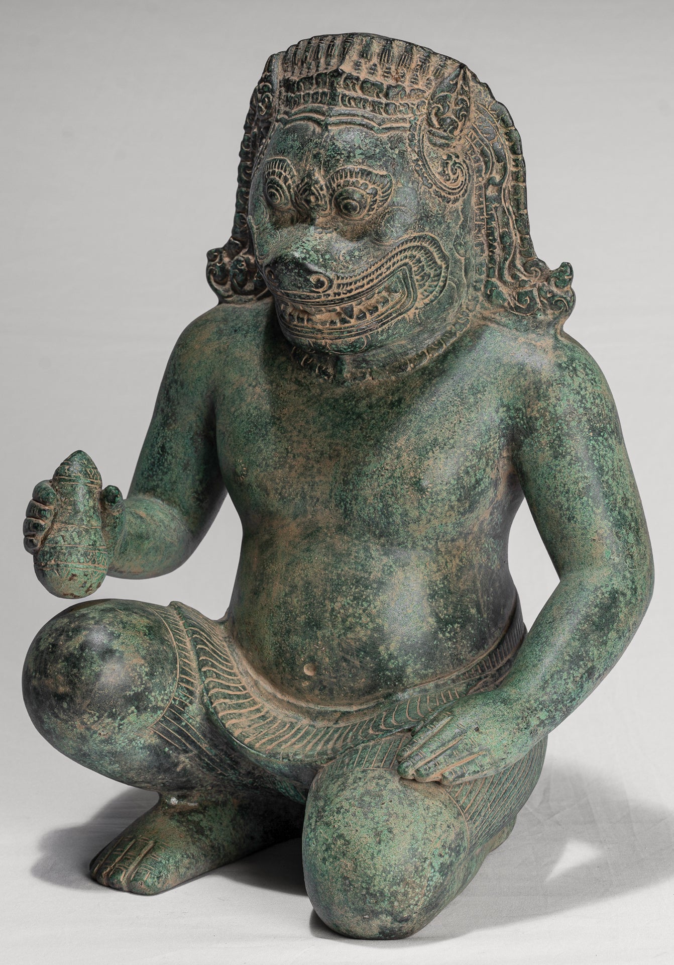 Antique Khmer Style Bronze - Vishnu Avatar - Narasimha or Narasingh - 40cm/16"
