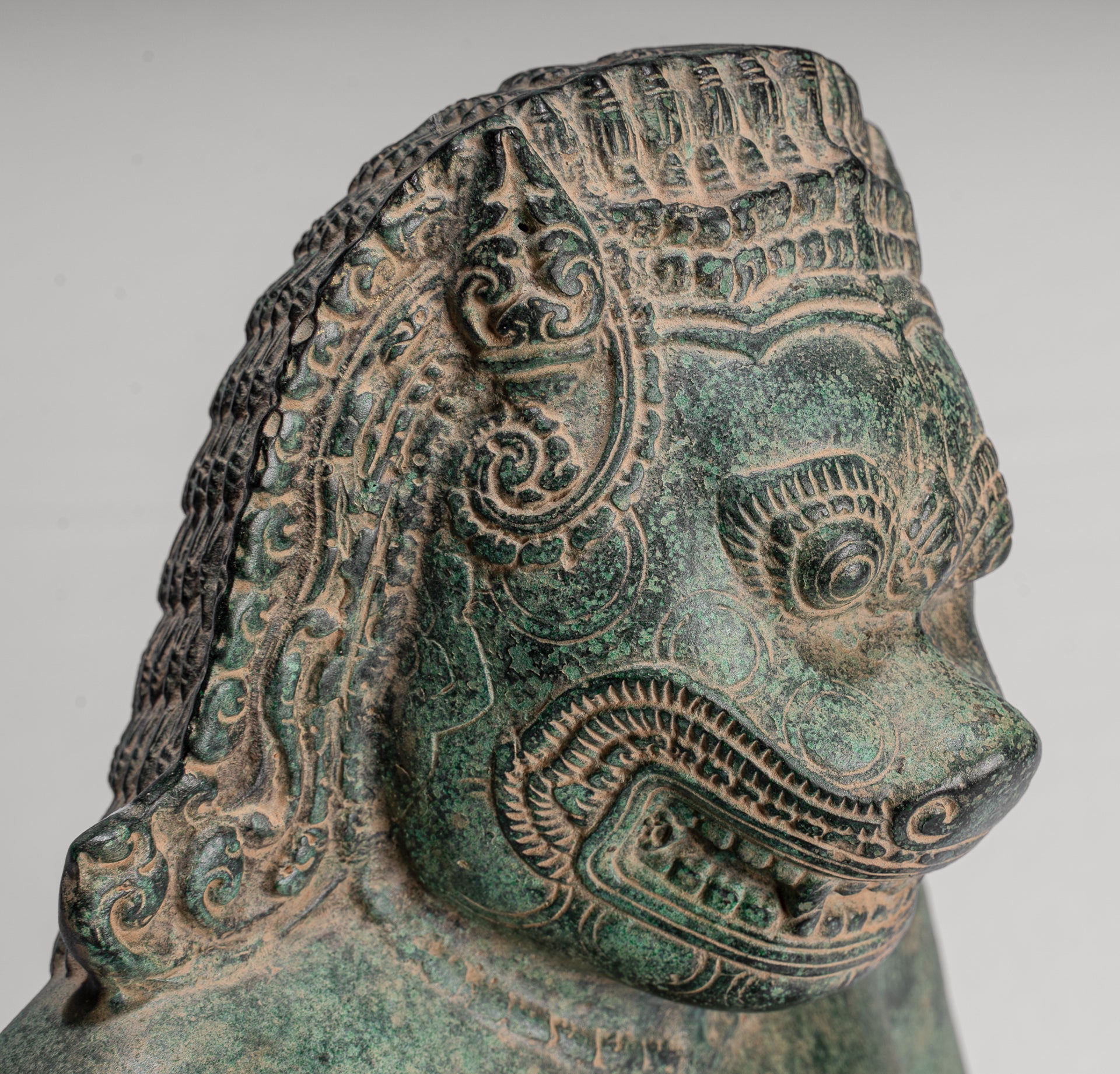 Antique Khmer Style Bronze - Vishnu Avatar - Narasimha or Narasingh - 40cm/16"