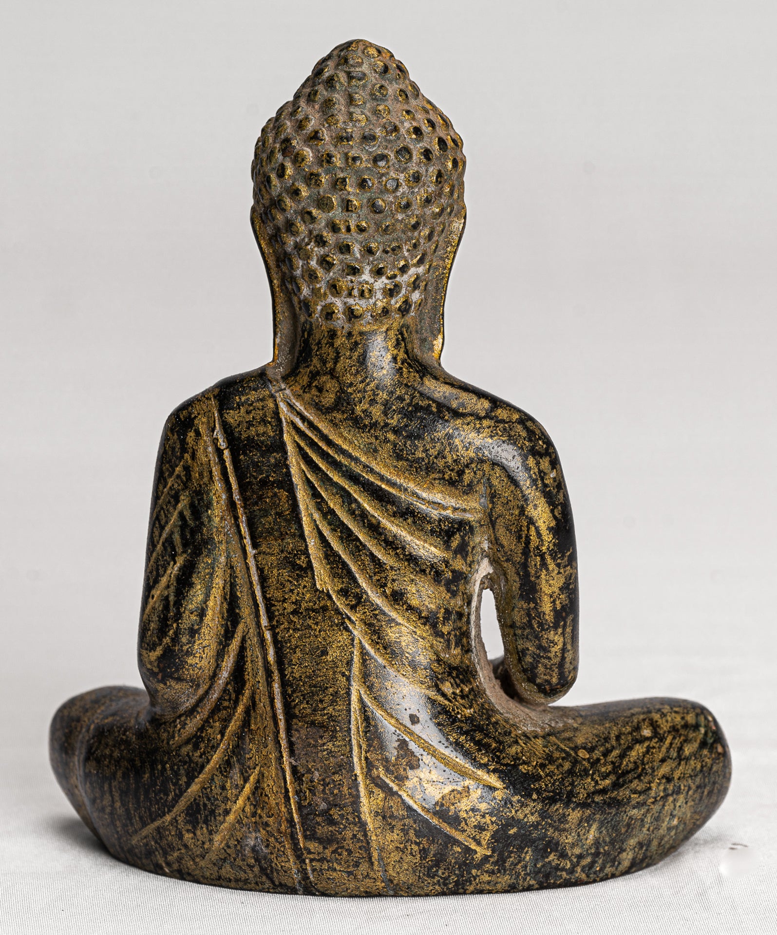 Antique Khmer Style Bronze Seated Meditation Angkor Buddha Statue -13.5cm/5"