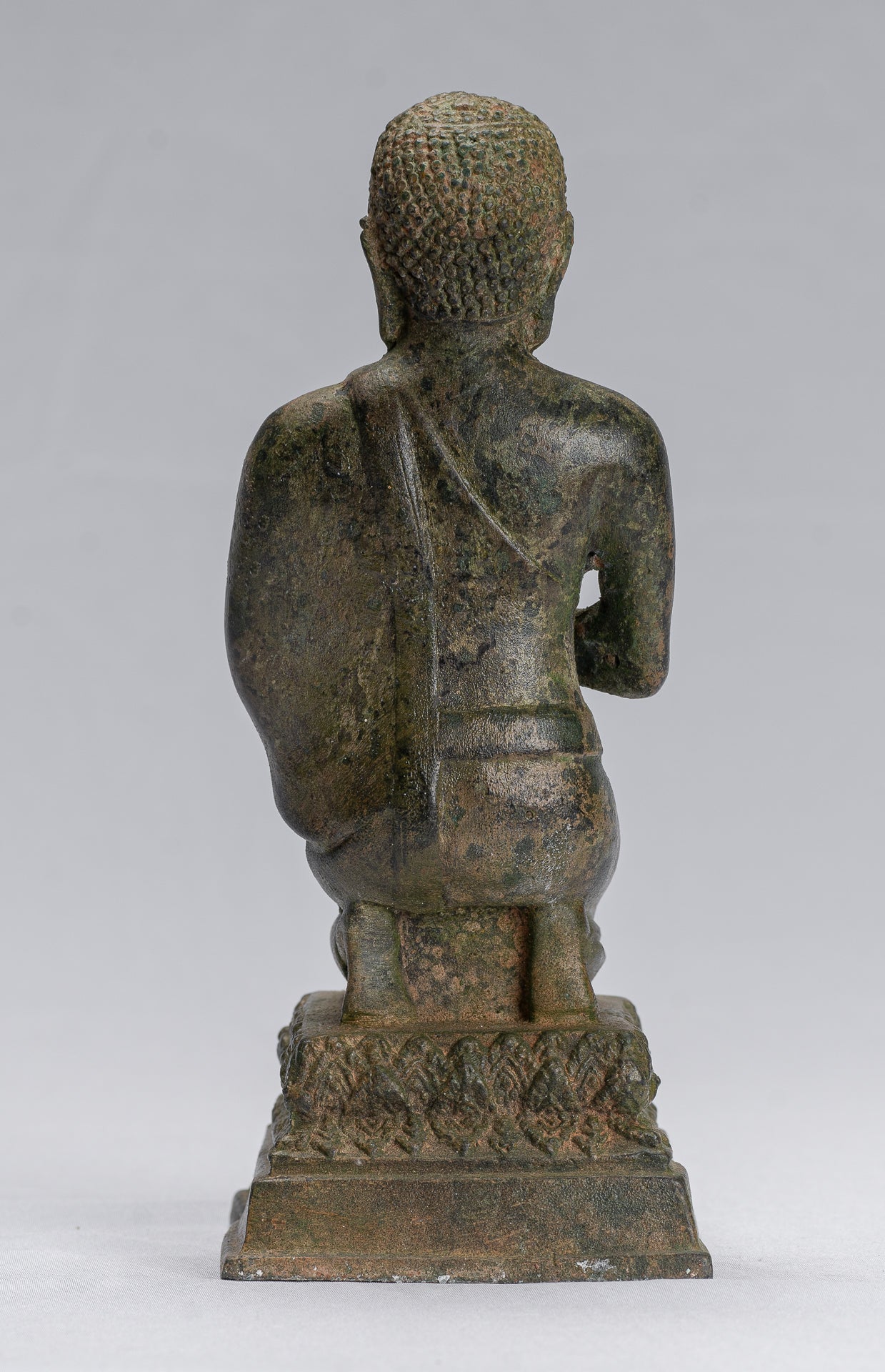 Statua di Buddha - antico stile tailandese bronzo dvaravati devoto o discepolo della statua di Buddha - 21 cm/8 "