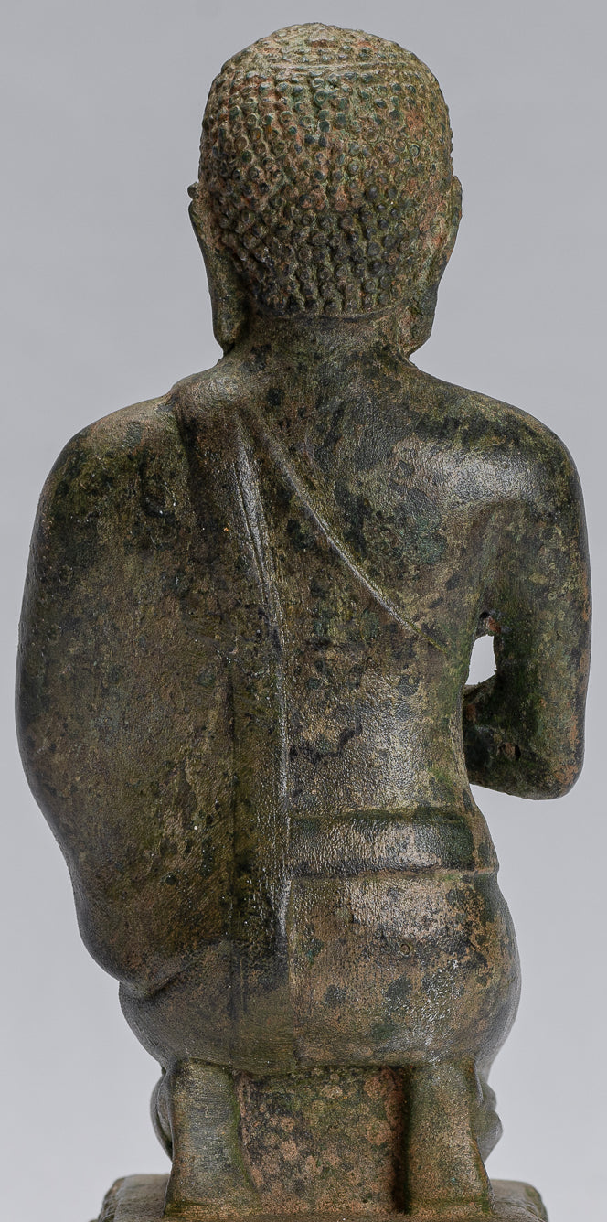 Statua di Buddha - antico stile tailandese bronzo dvaravati devoto o discepolo della statua di Buddha - 21 cm/8 "