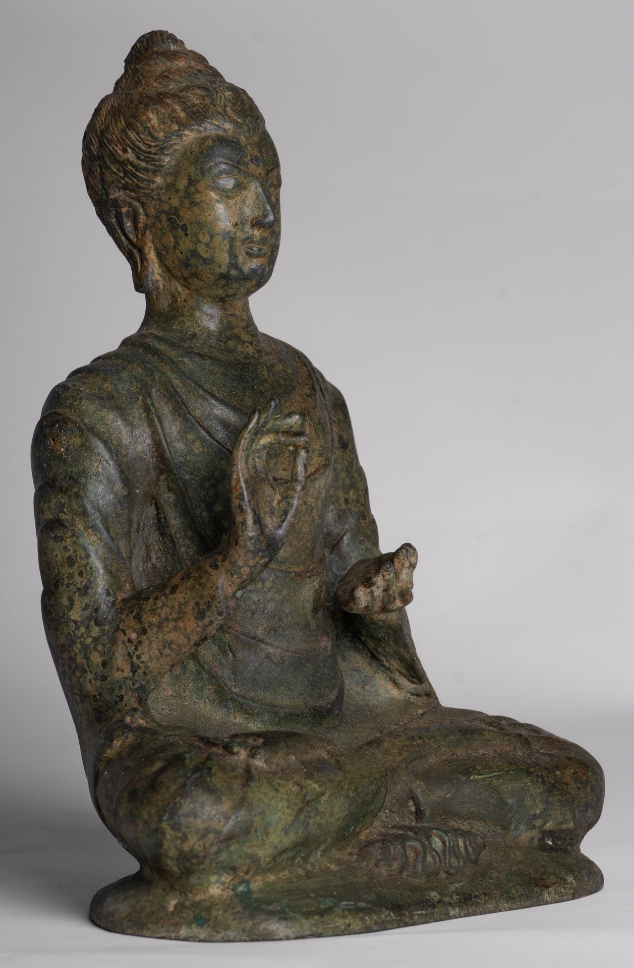 Indian Buddha Statue - Antique Gandhara Style Bronze Protection Buddha Statue - 26cm/10"