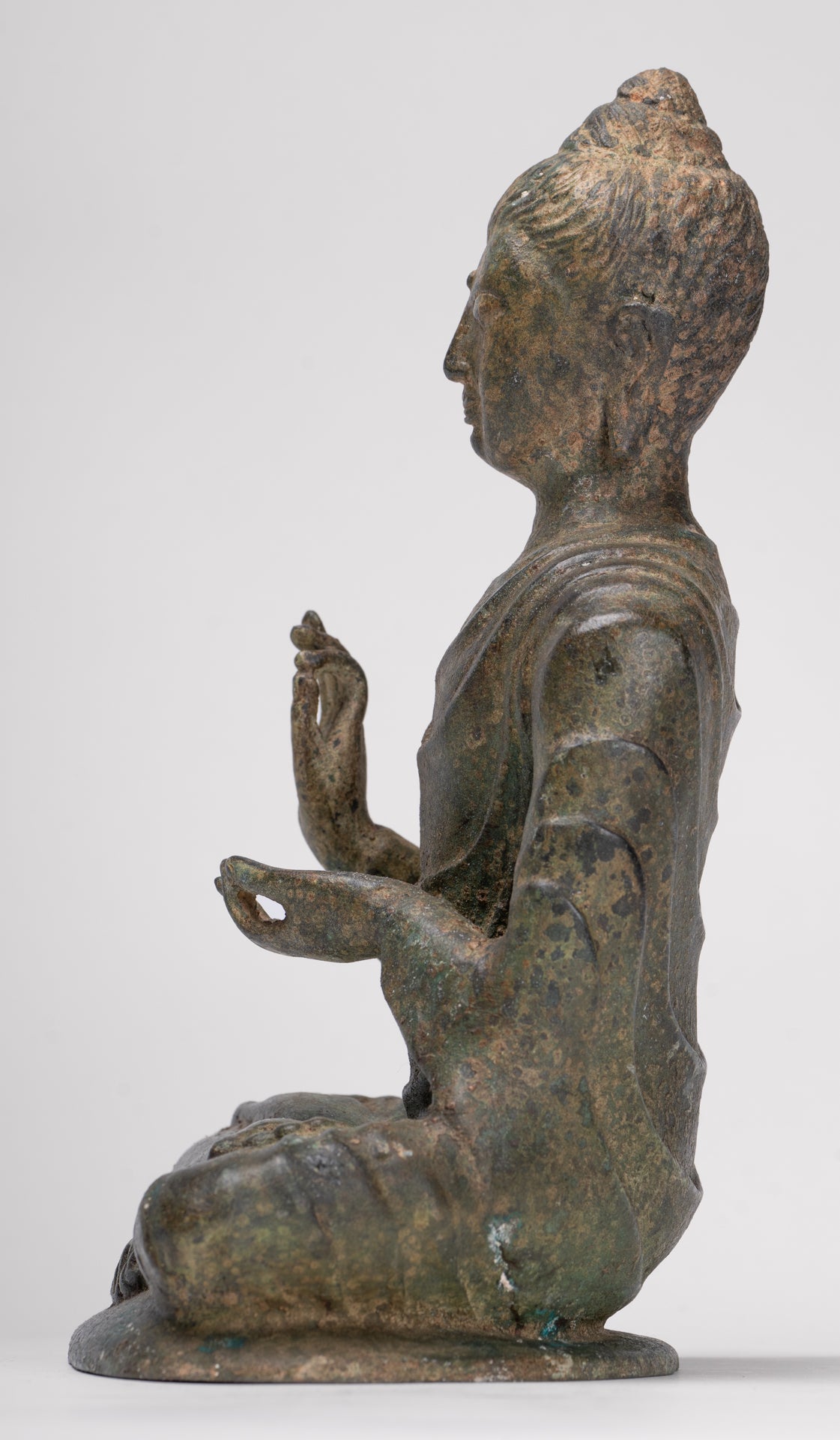 Indian Buddha Statue - Antique Gandhara Style Bronze Protection Buddha Statue - 25cm/10"
