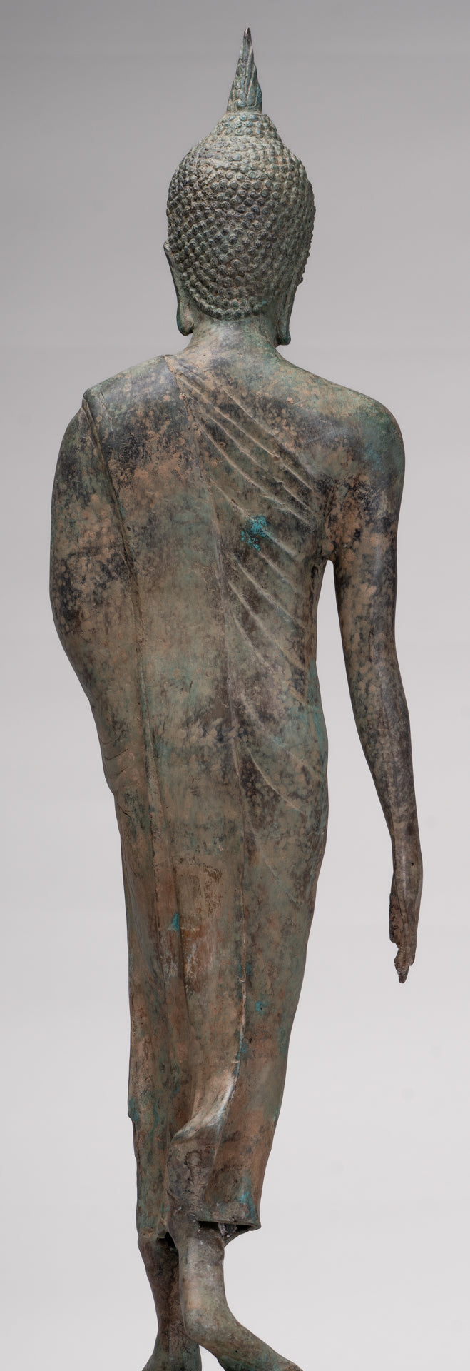 Antique Sukhothai Style Standing Bronze Protection Walking Buddha Statue - 65cm/26"