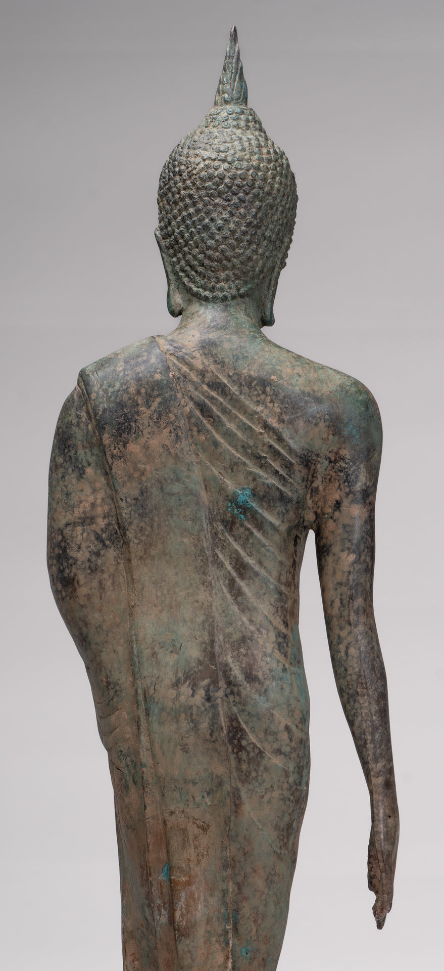 Antique Sukhothai Style Standing Bronze Protection Walking Buddha Statue - 65cm/26"