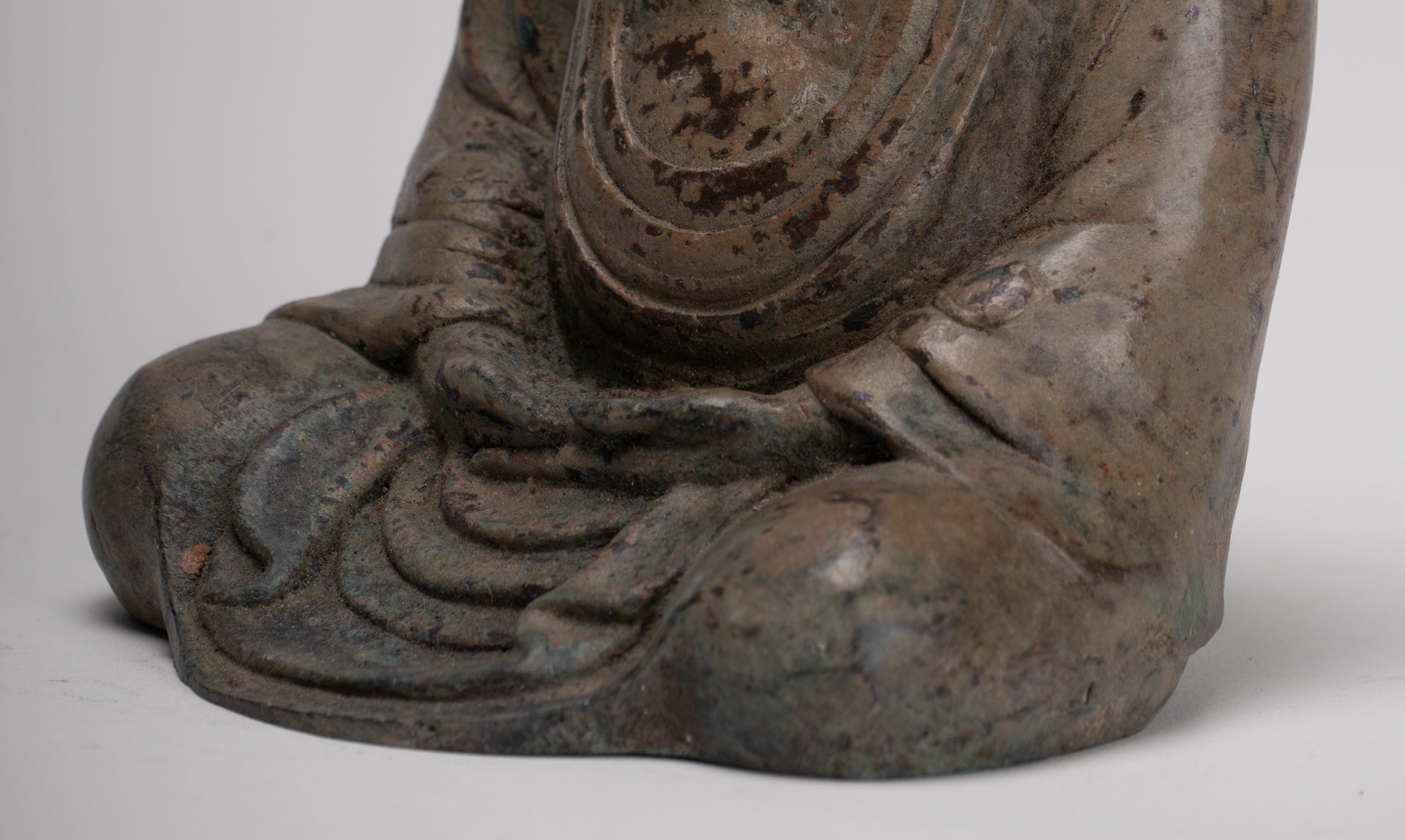 Japanese Buddha - Antique Japanese Style Bronze Seated Meditation Amitabha Buddha Statue - 18cm/7"
