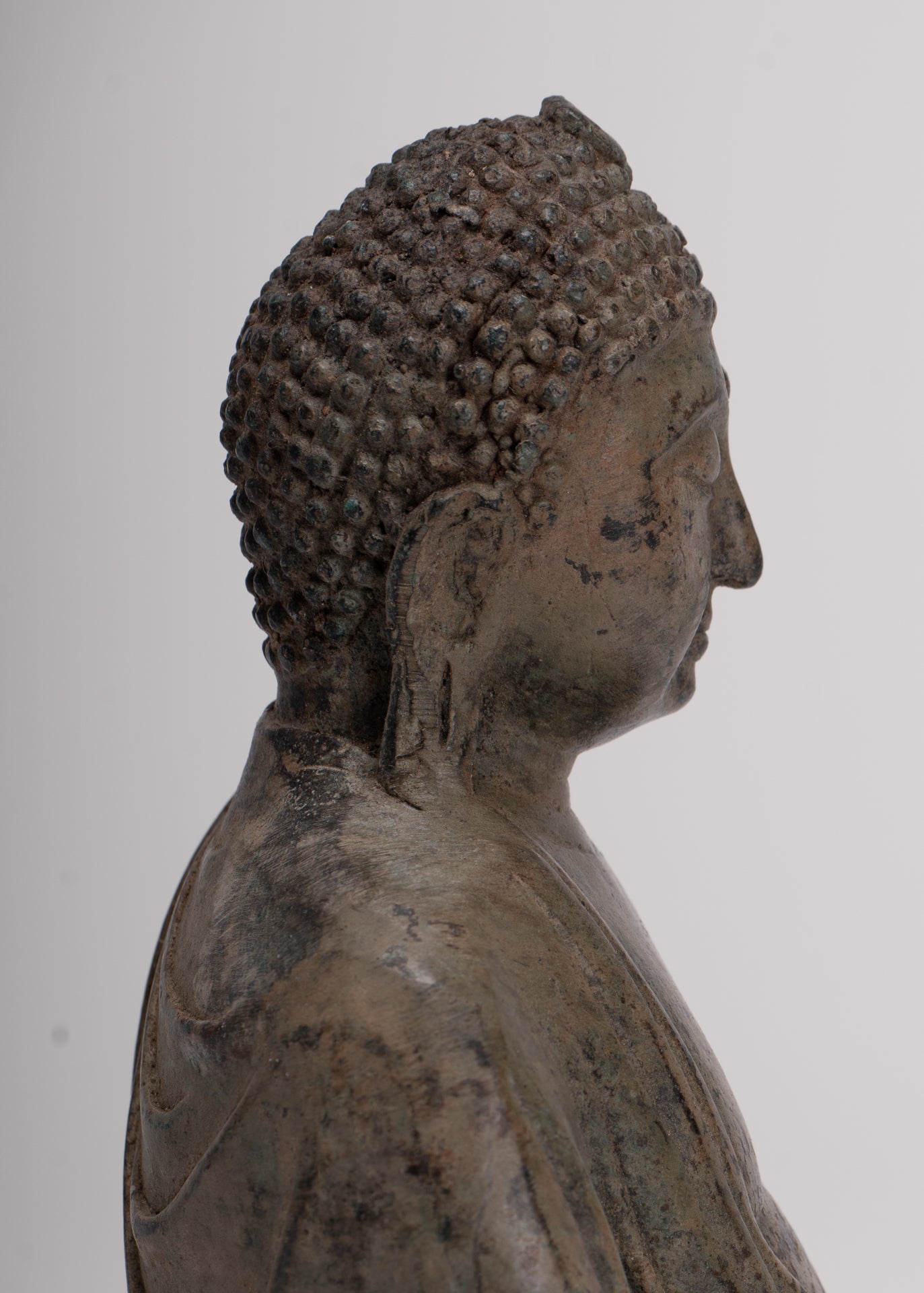 Japanese Buddha - Antique Japanese Style Bronze Seated Meditation Amitabha Buddha Statue - 18cm/7"