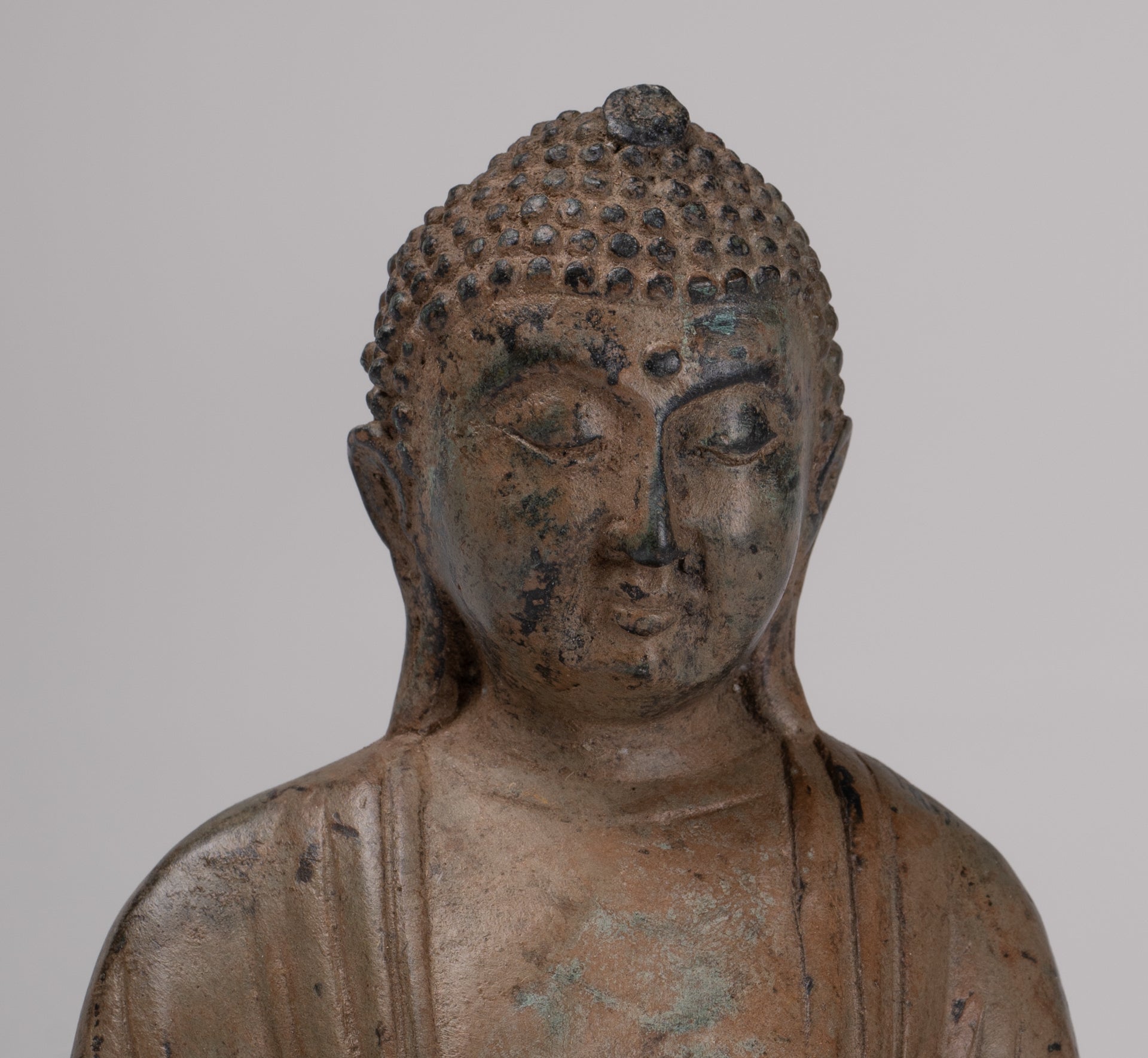 Japanese Buddha - Antique Japanese Style Bronze Seated Meditation Amitabha Buddha Statue - 18cm/7"