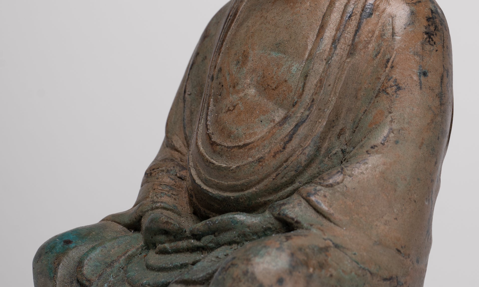 Japanese Buddha - Antique Japanese Style Bronze Seated Meditation Amitabha Buddha Statue - 18cm/7"