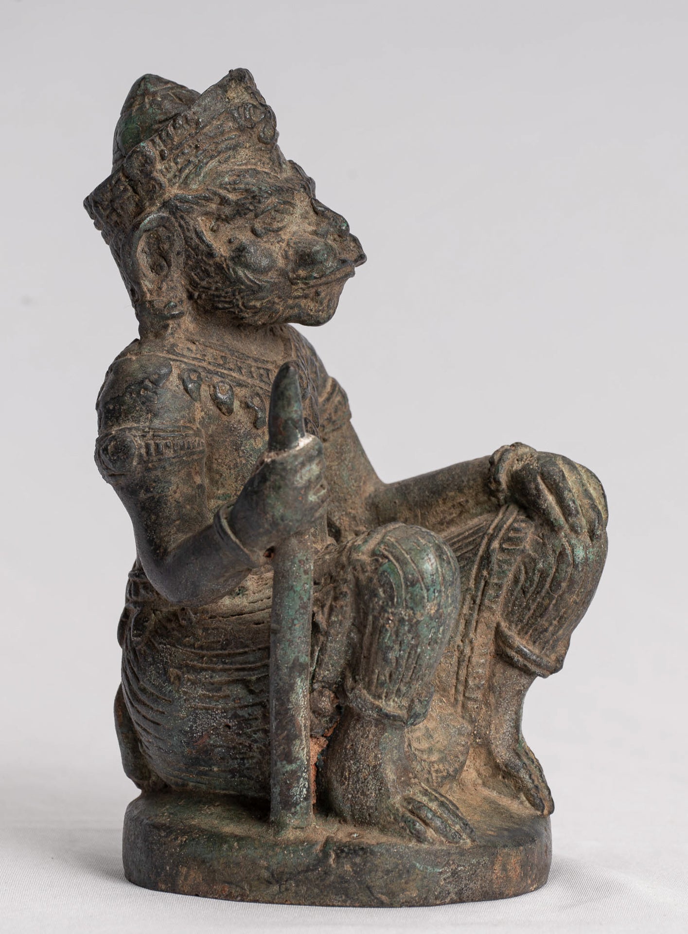 Antique Indian Style Bronze Hindu God Hanuman Statue - Avatar of Shiva - 18cm/7" Tall