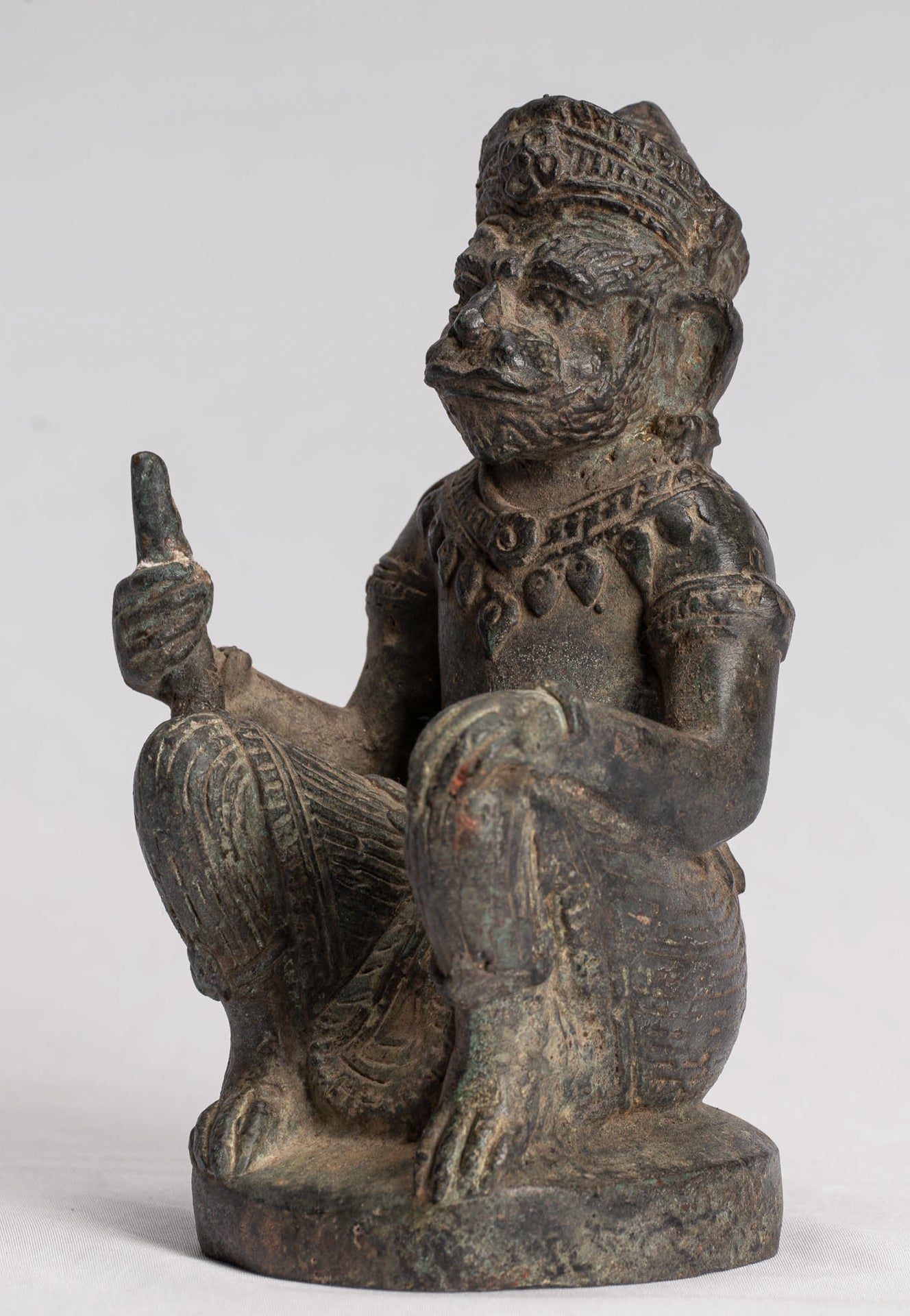 Antique Indian Style Bronze Hindu God Hanuman Statue - Avatar of Shiva - 18cm/7" Tall