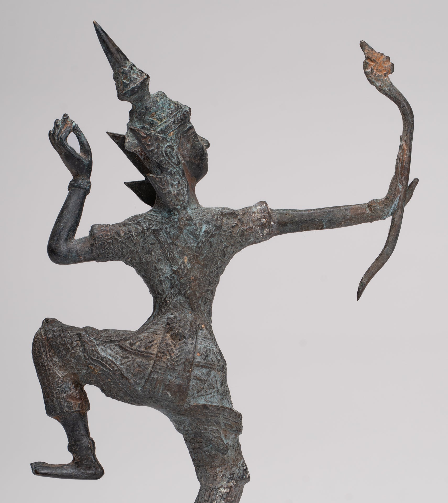 Rama Statue - Antique Thai Style Bronze Thai Rama - Avatar of Vishnu - 26cm/11"