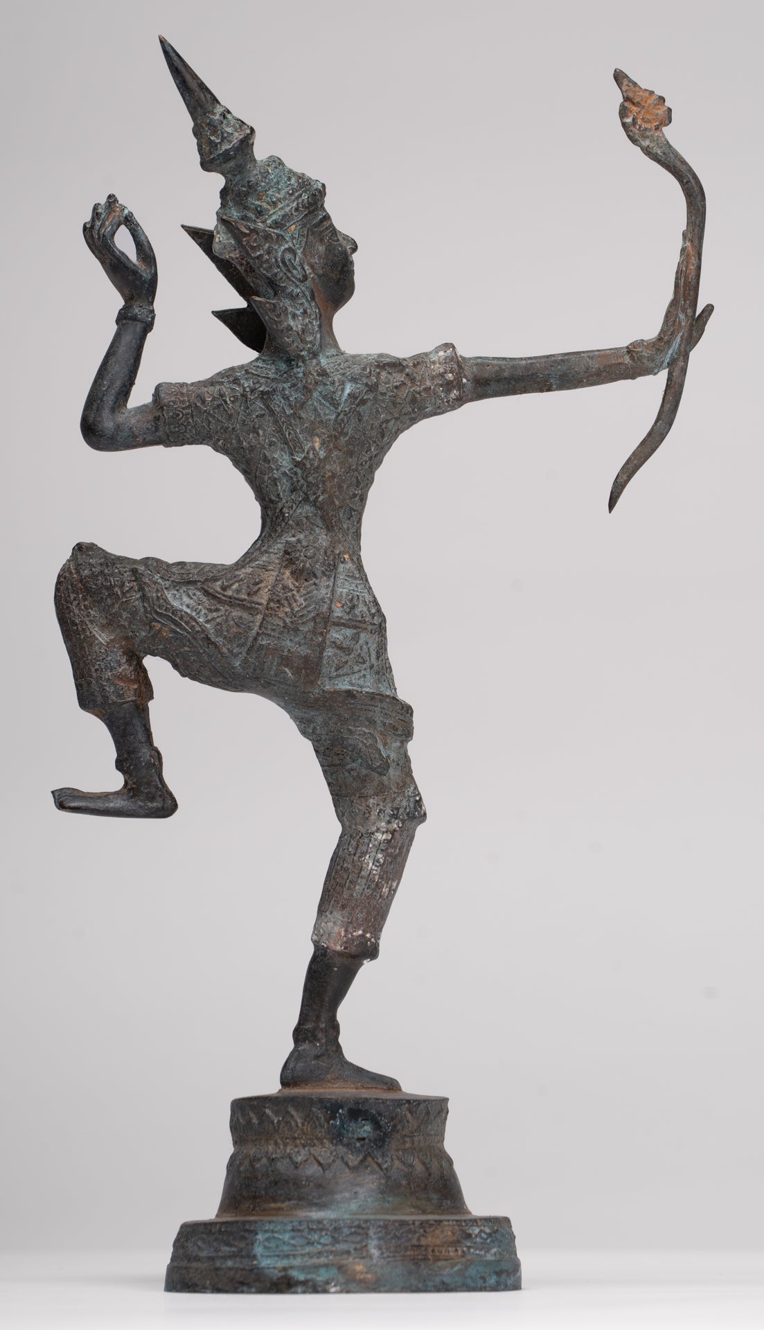 Rama Statue - Antique Thai Style Bronze Thai Rama - Avatar of Vishnu - 26cm/11"